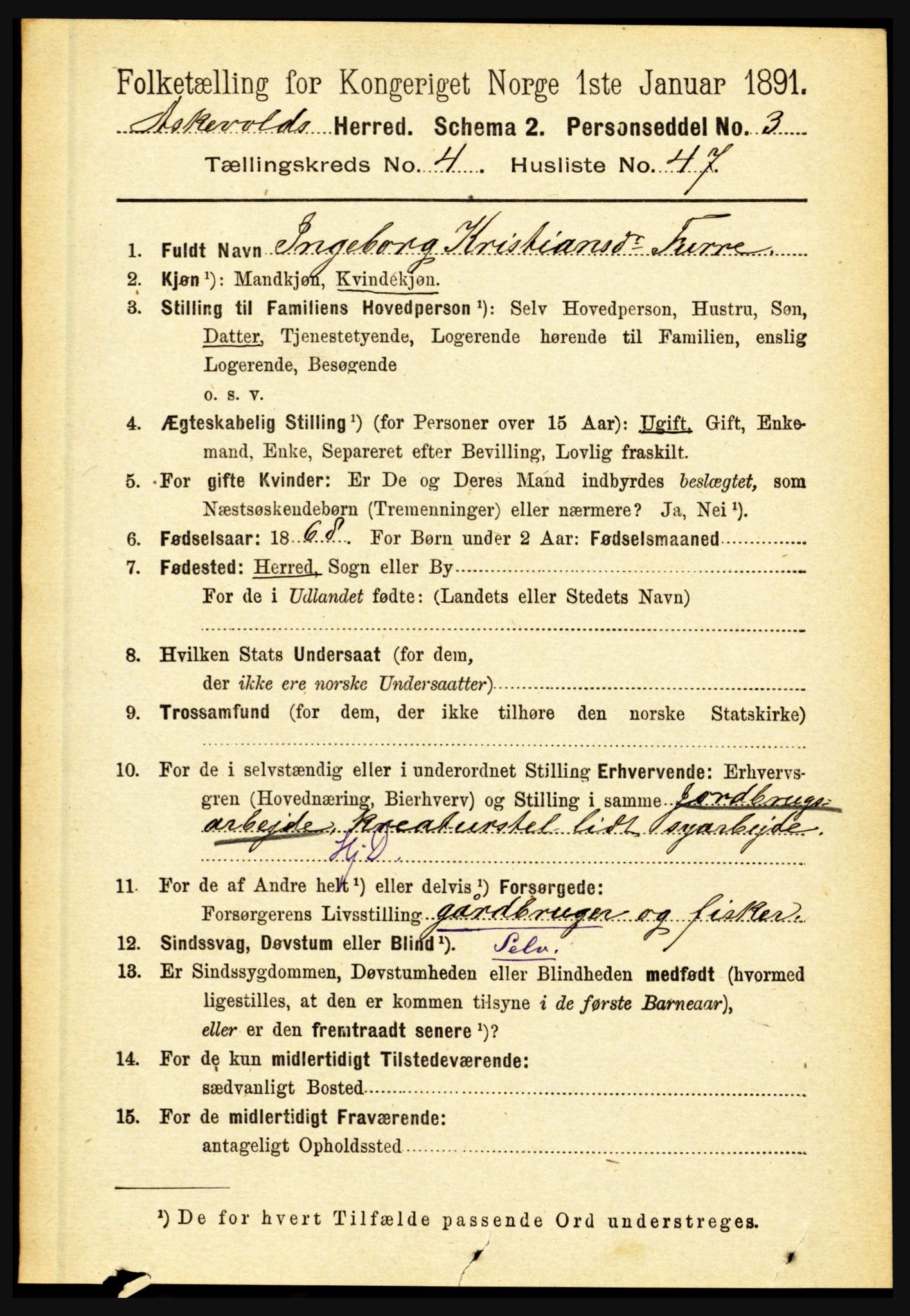 RA, 1891 census for 1428 Askvoll, 1891, p. 1468