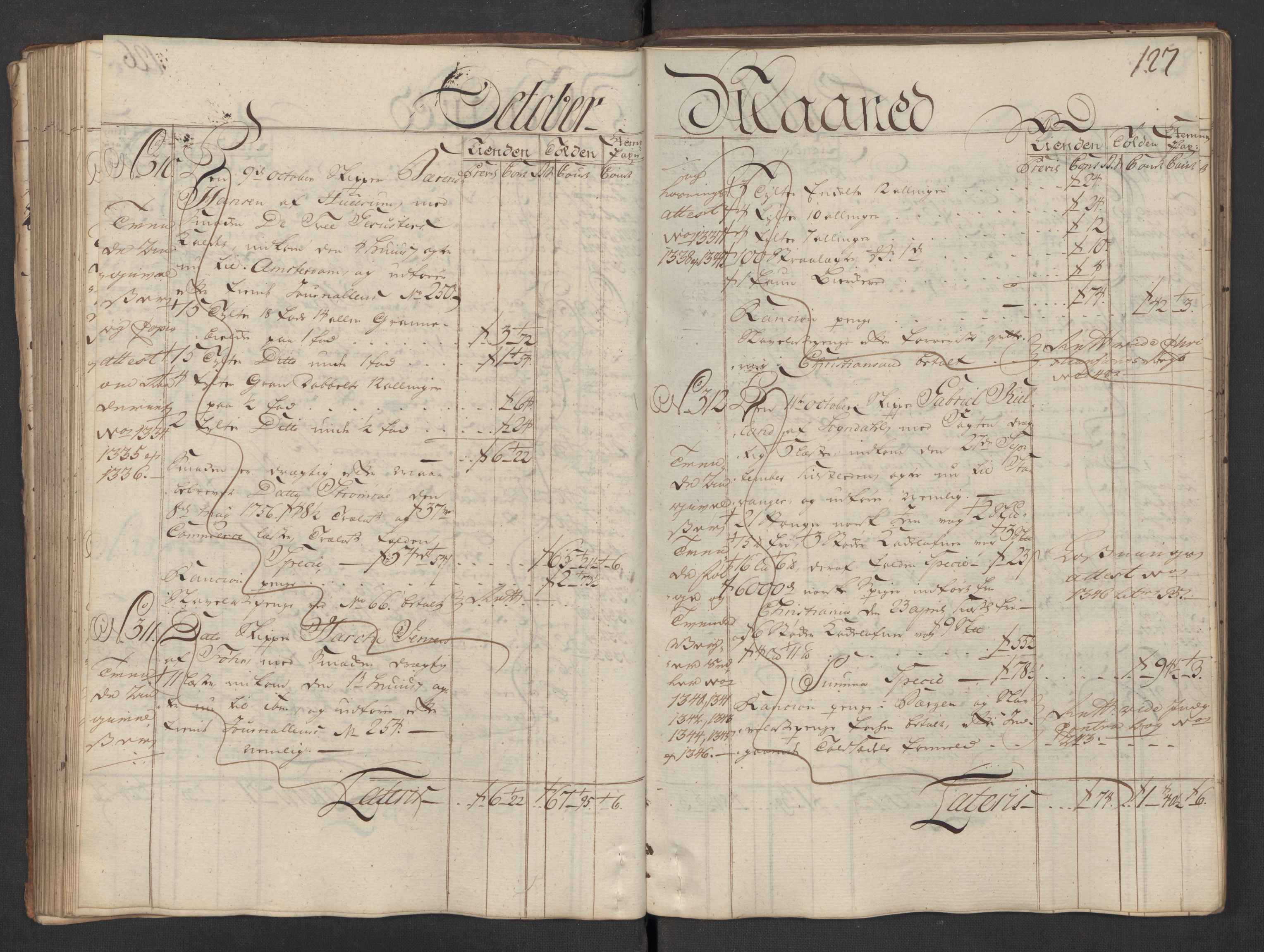 Generaltollkammeret, tollregnskaper, AV/RA-EA-5490/R08/L0035/0001: Tollregnskaper Drammen / Utgående hovedtollbok, 1756, p. 126b-127a