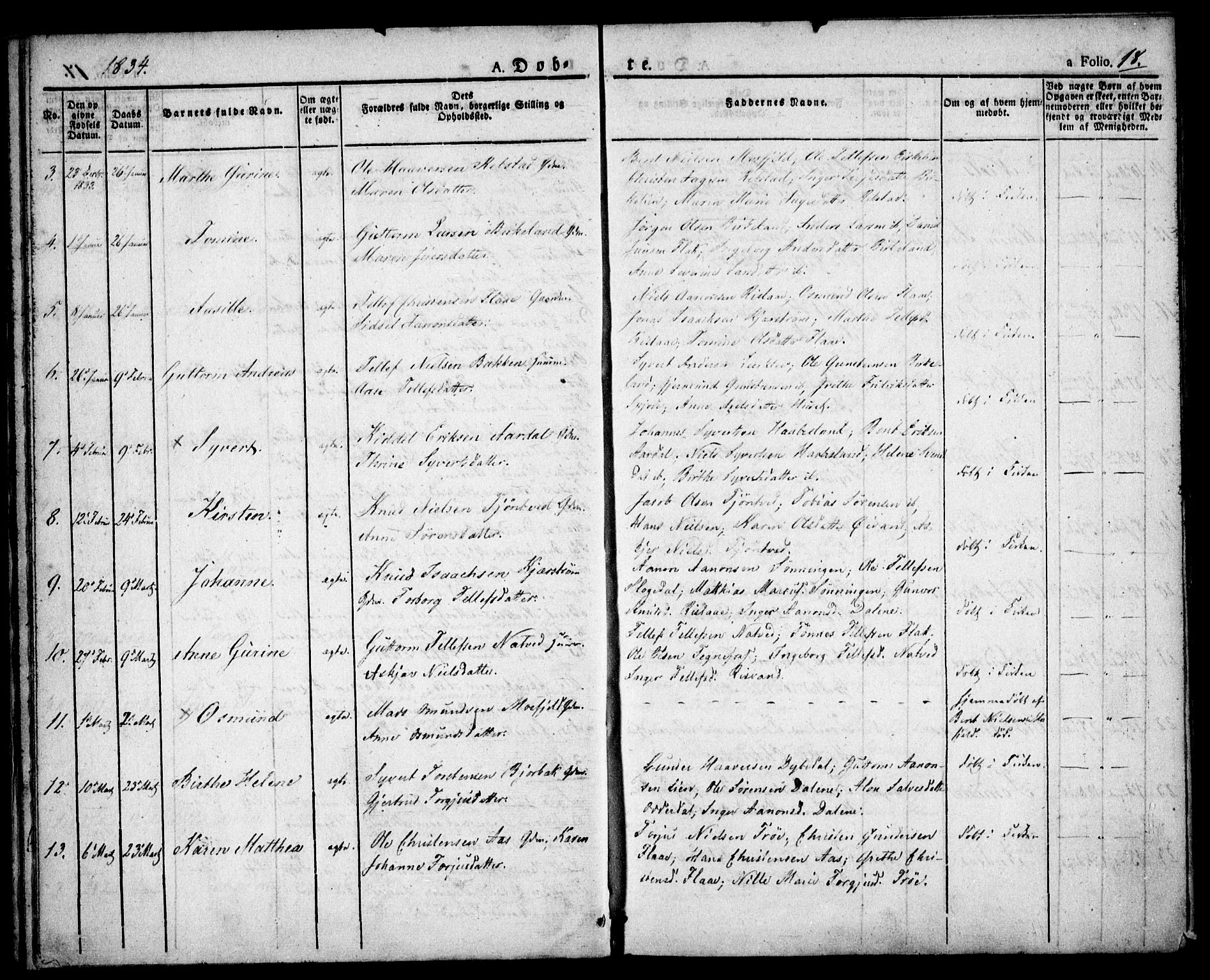 Birkenes sokneprestkontor, AV/SAK-1111-0004/F/Fa/L0001: Parish register (official) no. A 1, 1829-1849, p. 18