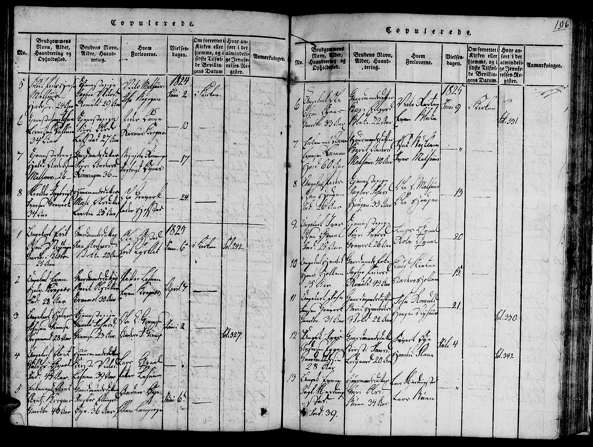 Ministerialprotokoller, klokkerbøker og fødselsregistre - Sør-Trøndelag, SAT/A-1456/691/L1065: Parish register (official) no. 691A03 /1, 1816-1826, p. 196