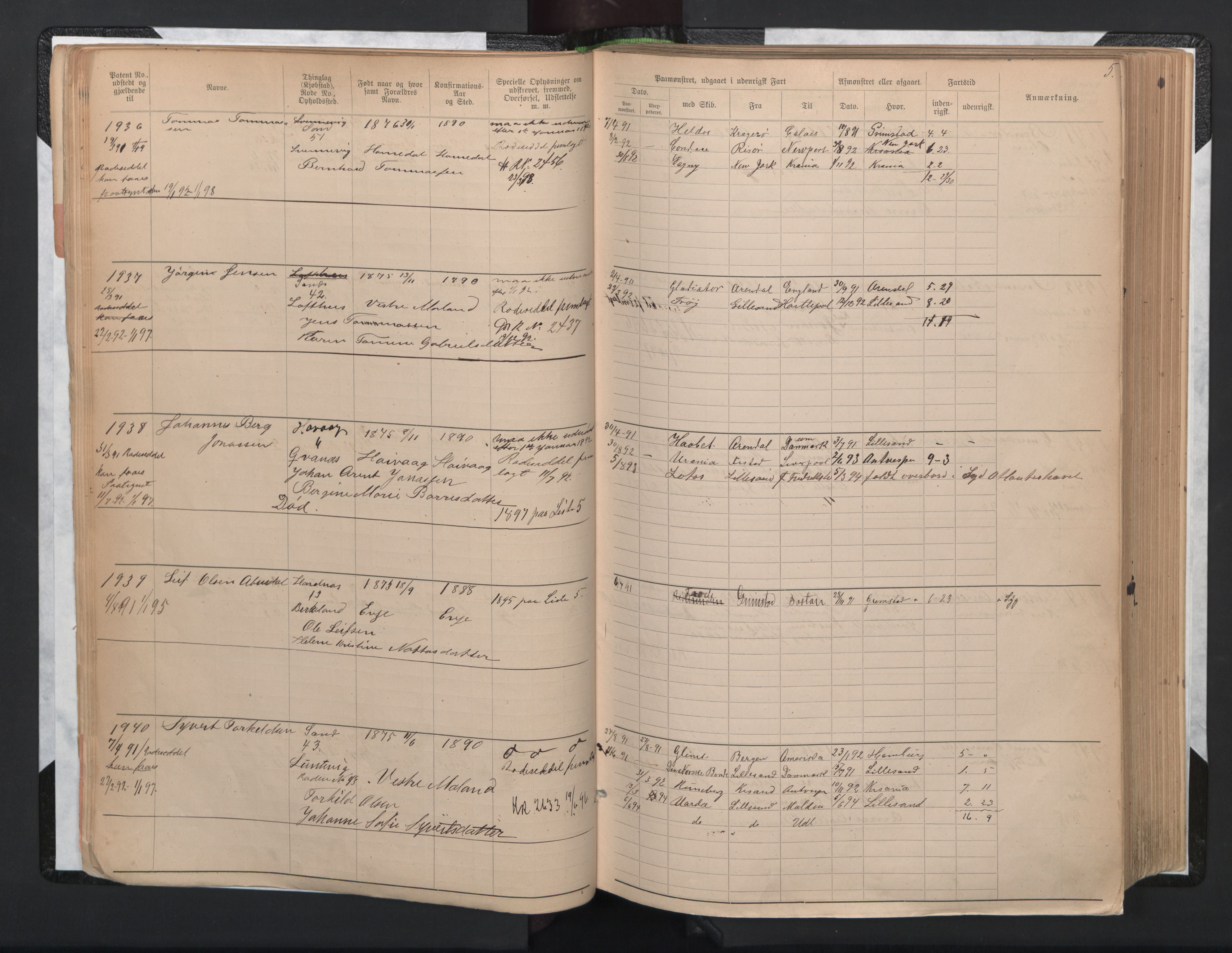 Lillesand mønstringskrets, AV/SAK-2031-0014/F/Fa/L0005: Annotasjonsrulle nr 1921-3502 med register, G-2, 1890-1948, p. 34