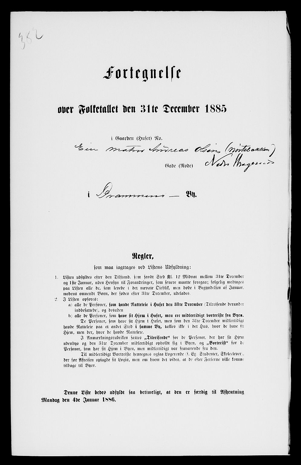 SAKO, 1885 census for 0602 Drammen, 1885, p. 2025