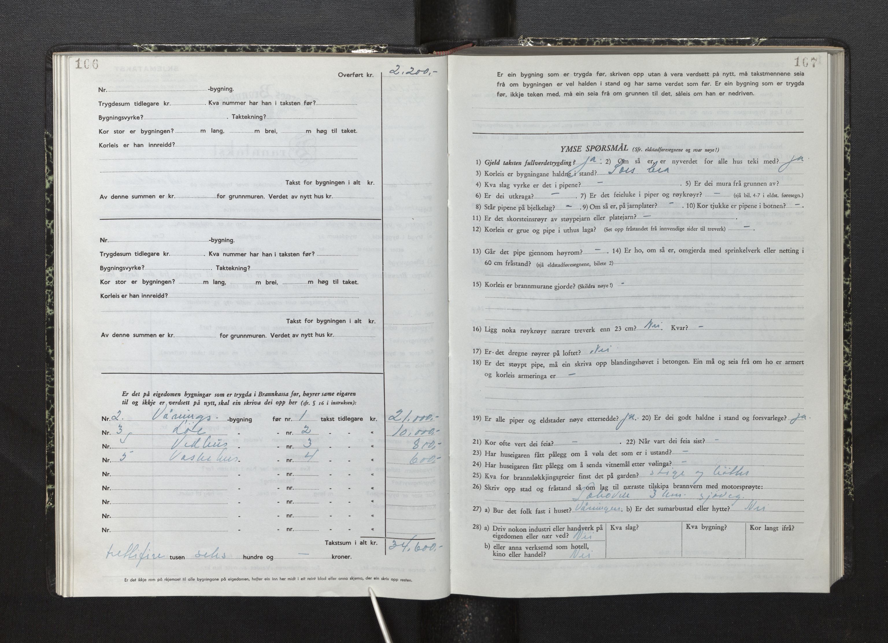 Lensmannen i Fjelberg, AV/SAB-A-32101/0012/L0008: Branntakstprotokoll, skjematakst, 1949-1955, p. 106-107