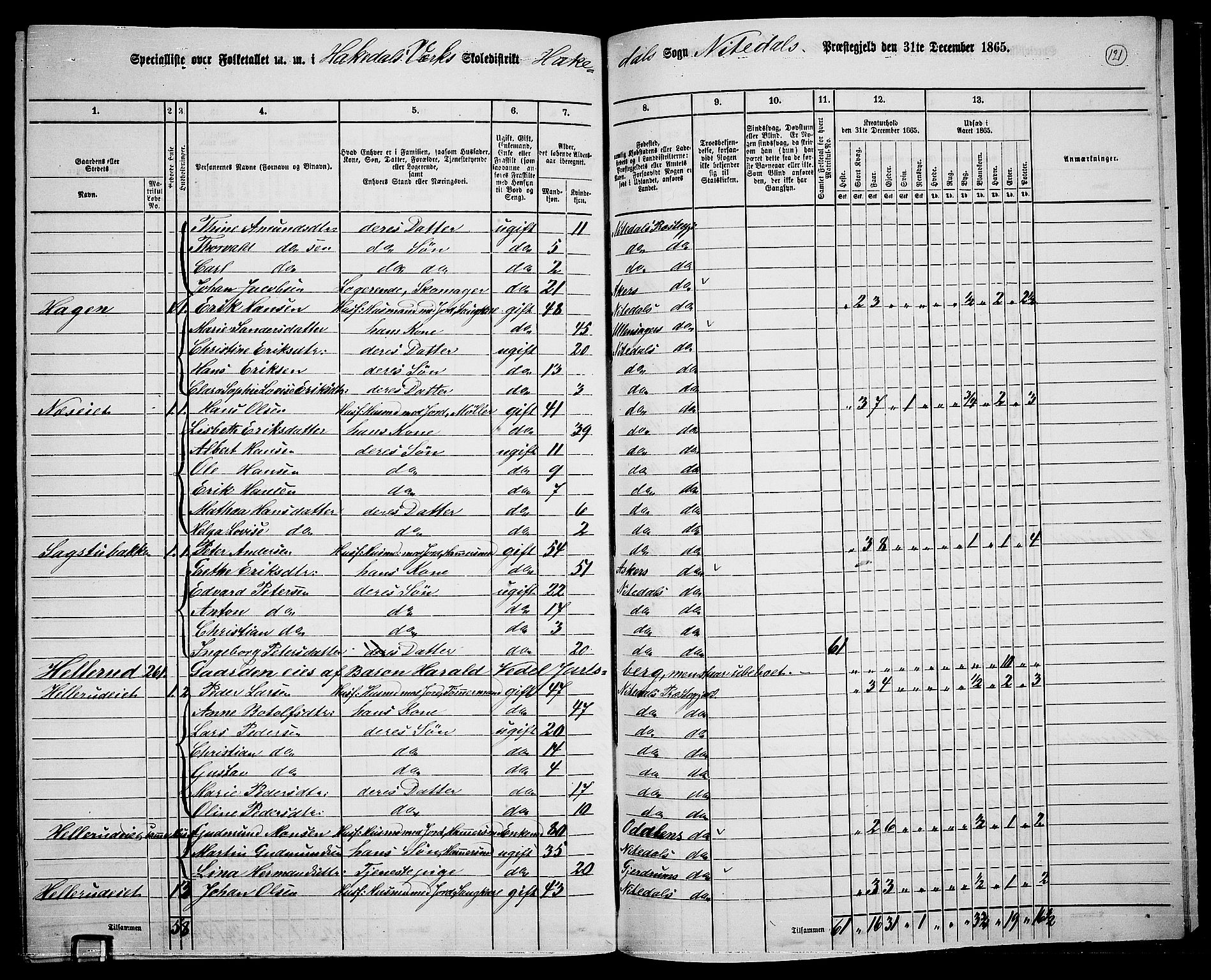 RA, 1865 census for Nittedal, 1865, p. 102