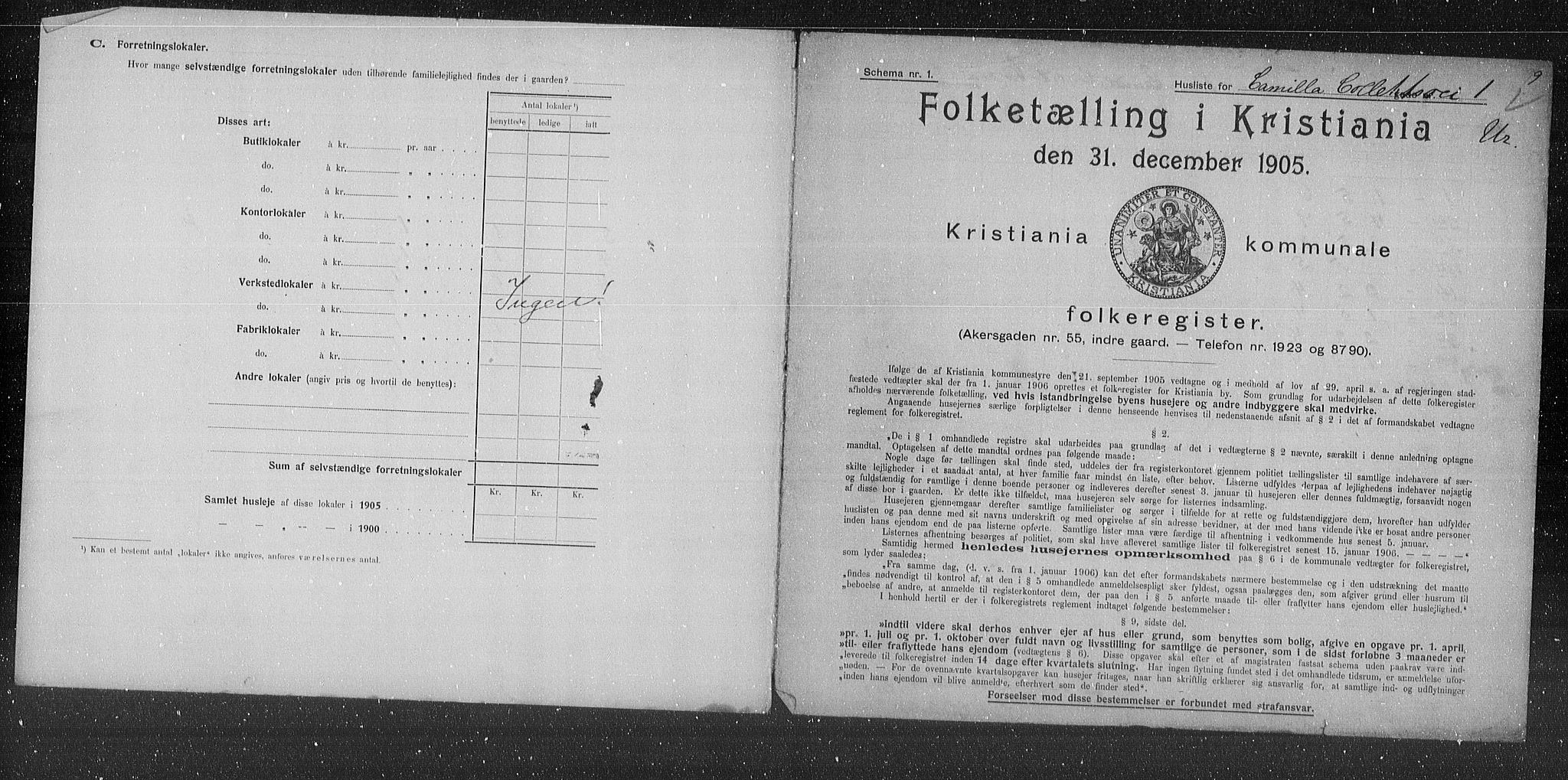 OBA, Municipal Census 1905 for Kristiania, 1905, p. 6038