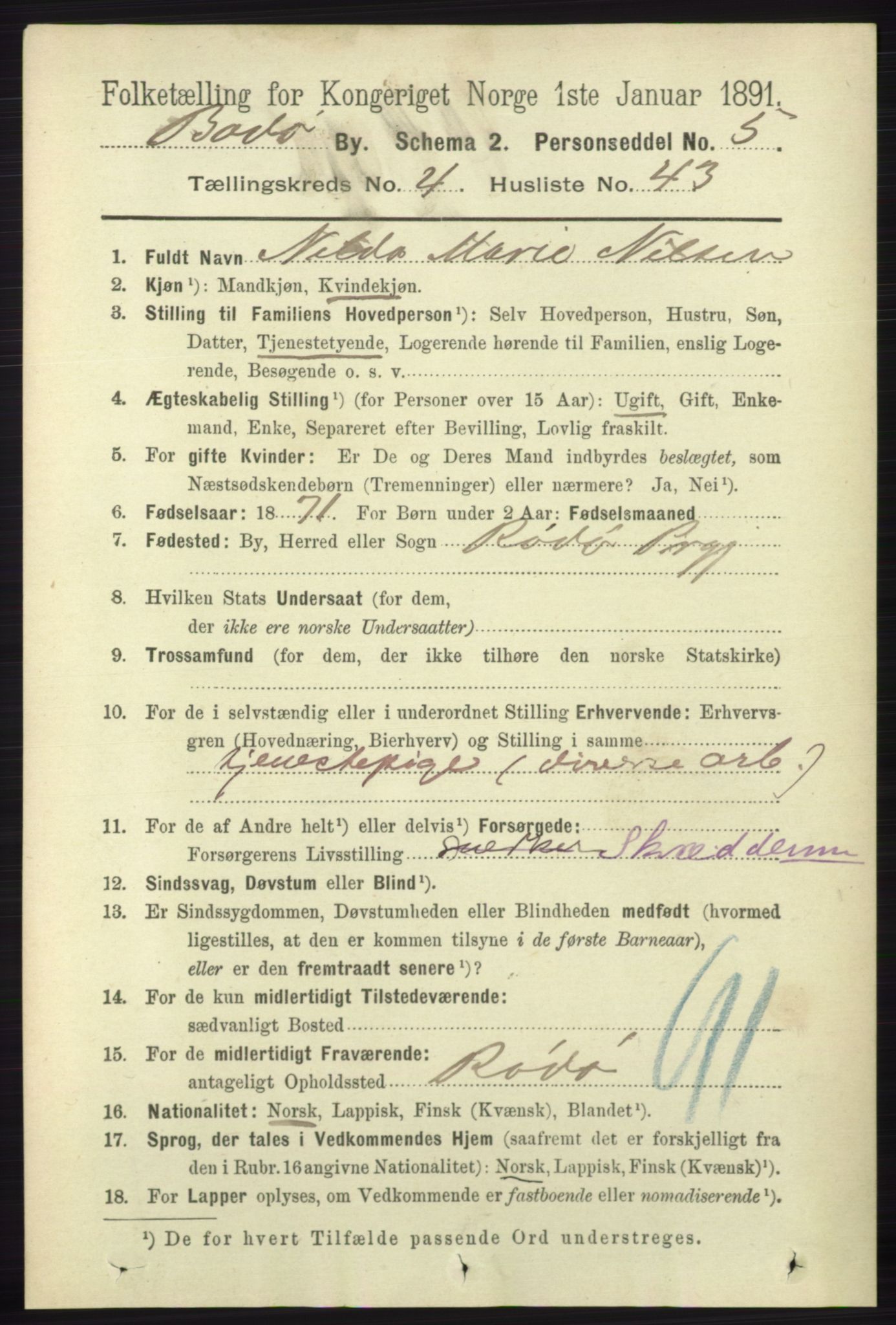 RA, 1891 census for 1804 Bodø, 1891, p. 3438