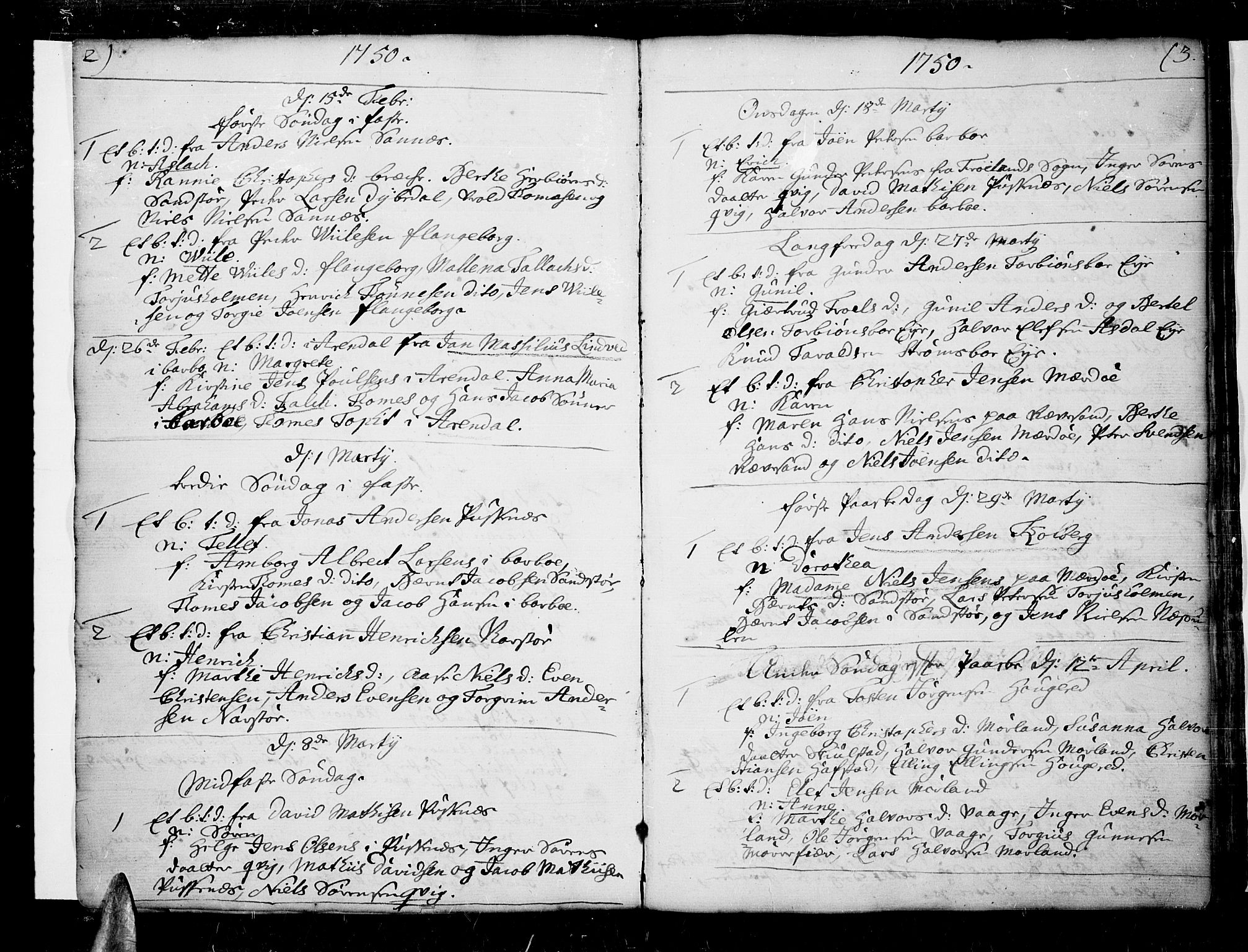 Tromøy sokneprestkontor, AV/SAK-1111-0041/F/Fa/L0001: Parish register (official) no. A 1, 1747-1793, p. 2-3