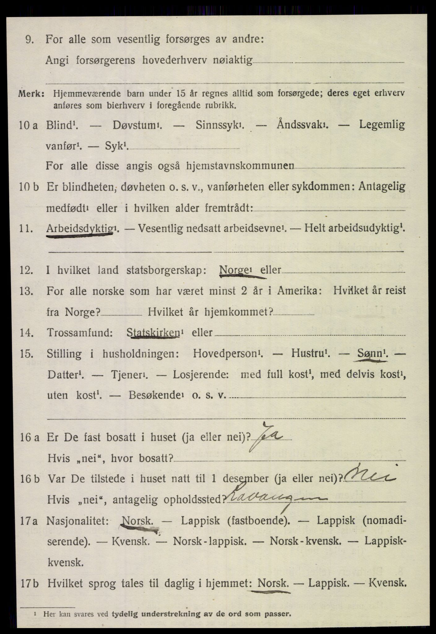 SAT, 1920 census for Sørfold, 1920, p. 2610