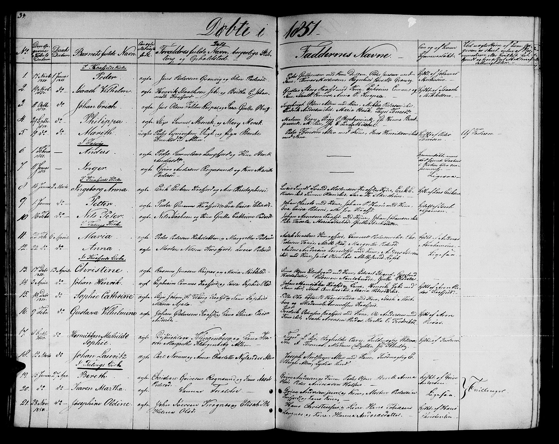 Talvik sokneprestkontor, SATØ/S-1337/H/Hb/L0001klokker: Parish register (copy) no. 1, 1847-1863, p. 34