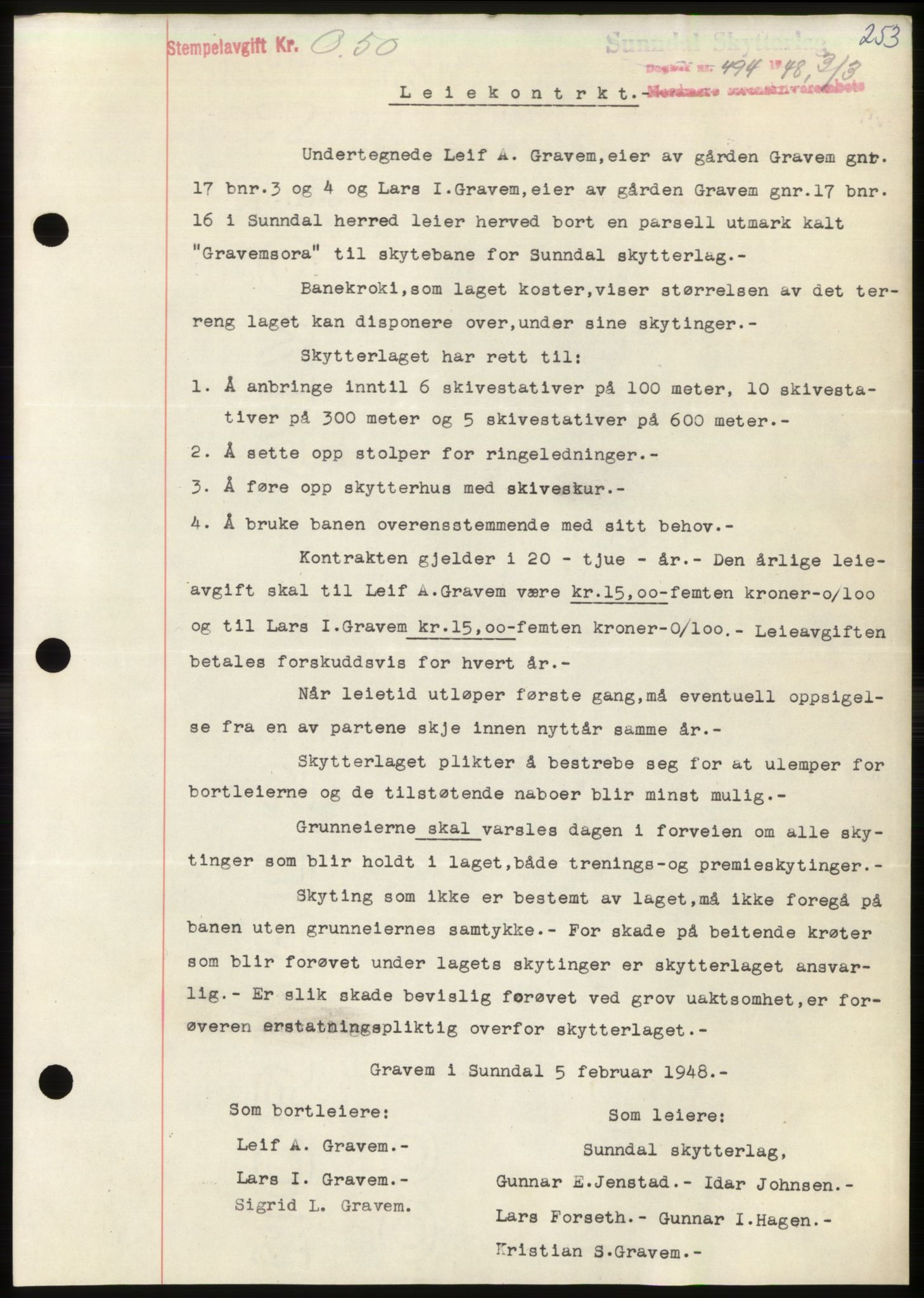 Nordmøre sorenskriveri, AV/SAT-A-4132/1/2/2Ca: Mortgage book no. B98, 1948-1948, Diary no: : 494/1948