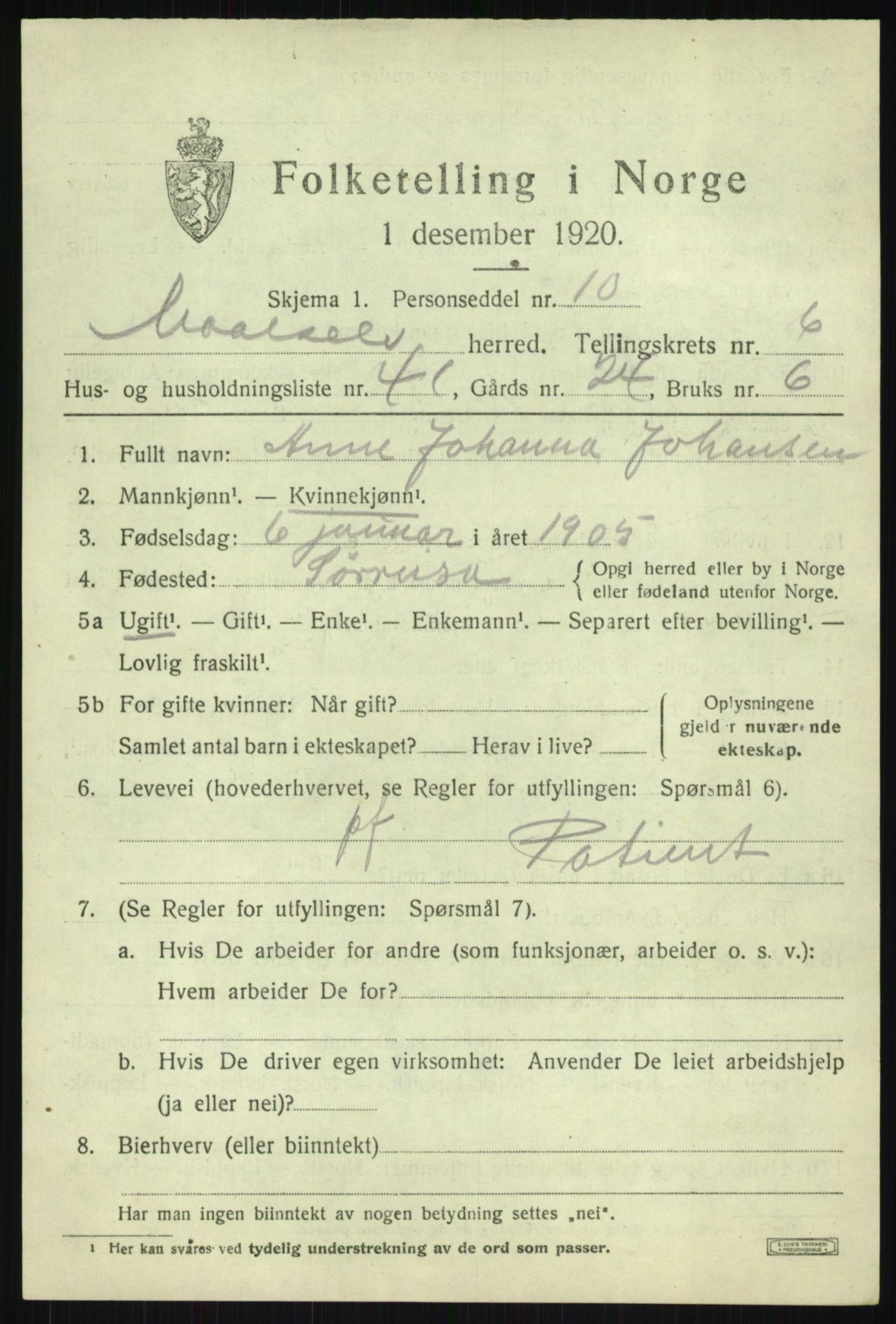 SATØ, 1920 census for Målselv, 1920, p. 4167