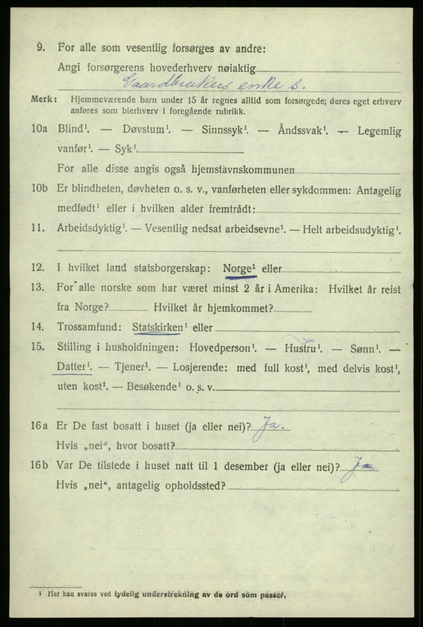 SAB, 1920 census for Sogndal, 1920, p. 6272