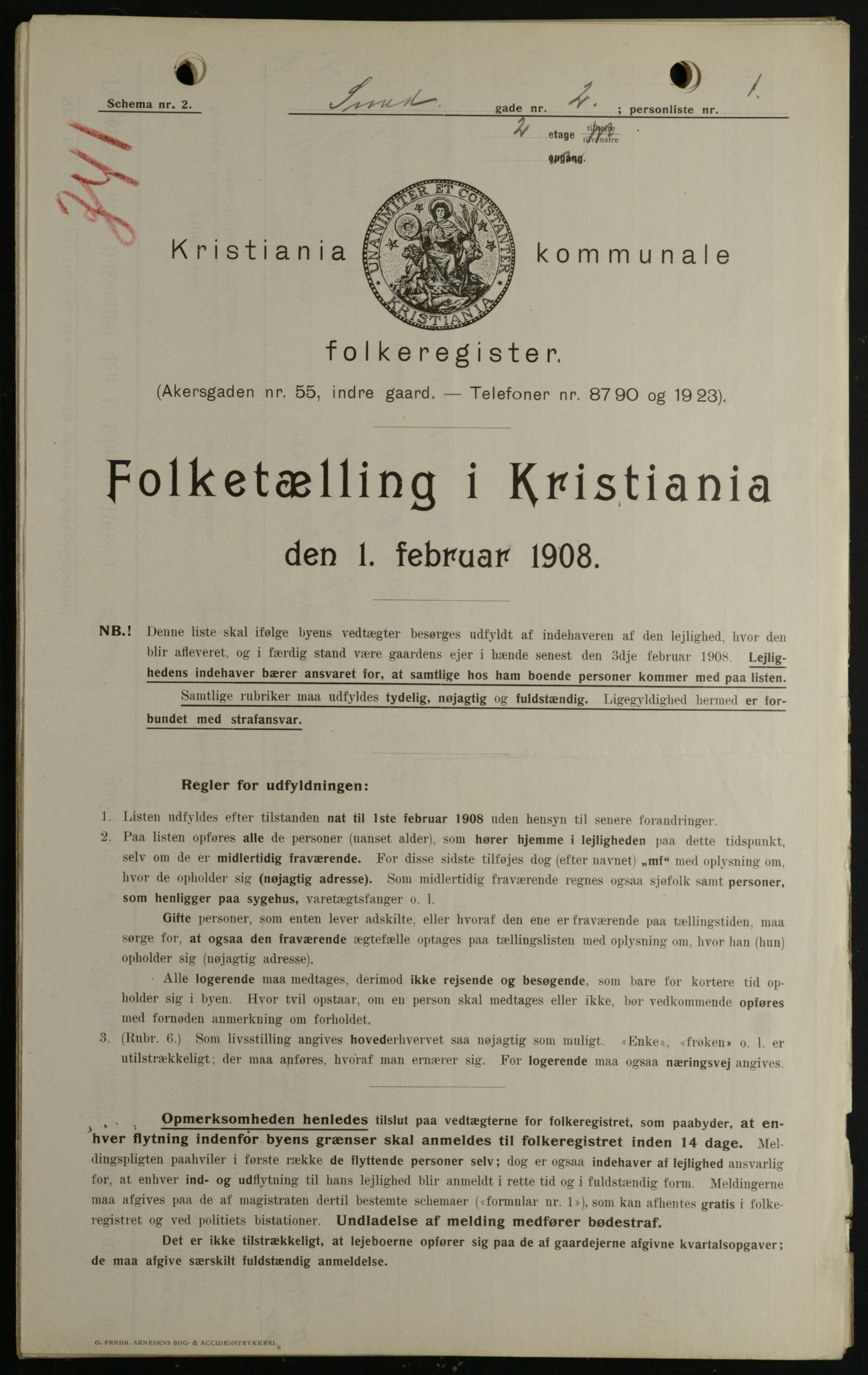 OBA, Municipal Census 1908 for Kristiania, 1908, p. 87427