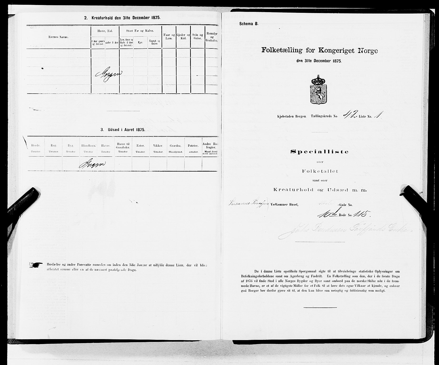 SAB, 1875 census for 1301 Bergen, 1875, p. 2176