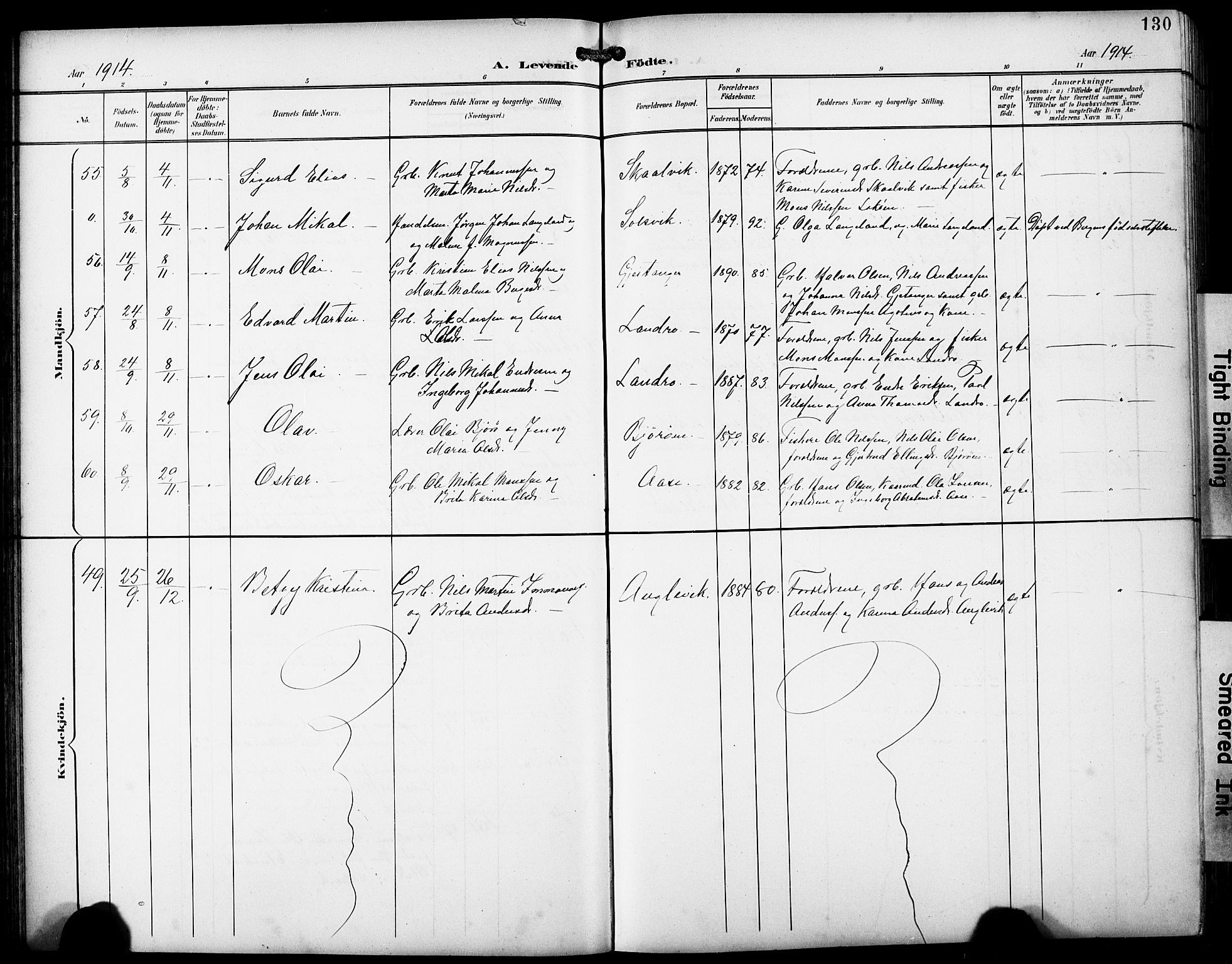 Fjell sokneprestembete, AV/SAB-A-75301/H/Hab: Parish register (copy) no. A 5, 1899-1918, p. 130