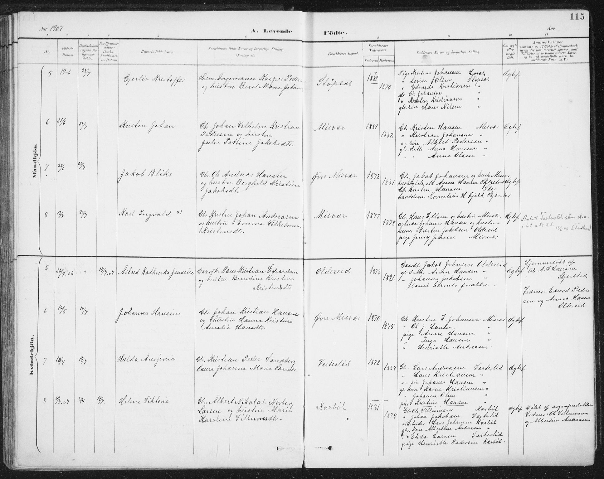 Ministerialprotokoller, klokkerbøker og fødselsregistre - Nordland, SAT/A-1459/852/L0741: Parish register (official) no. 852A11, 1894-1917, p. 115