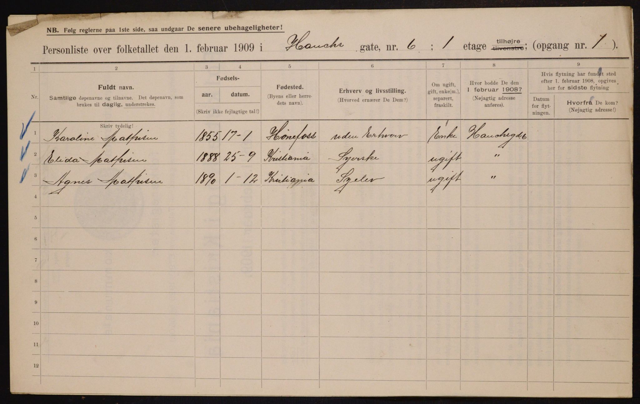 OBA, Municipal Census 1909 for Kristiania, 1909, p. 31889