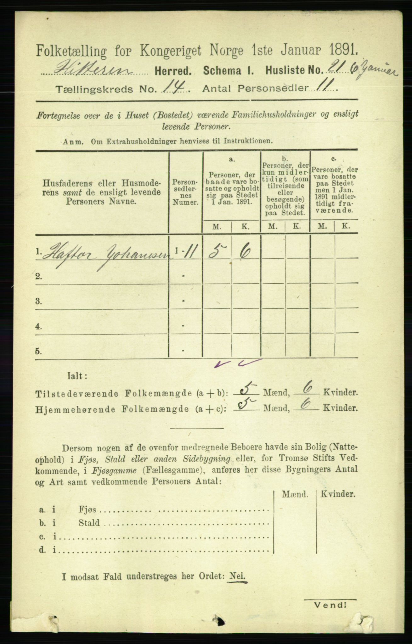 RA, 1891 census for 1617 Hitra, 1891, p. 2974