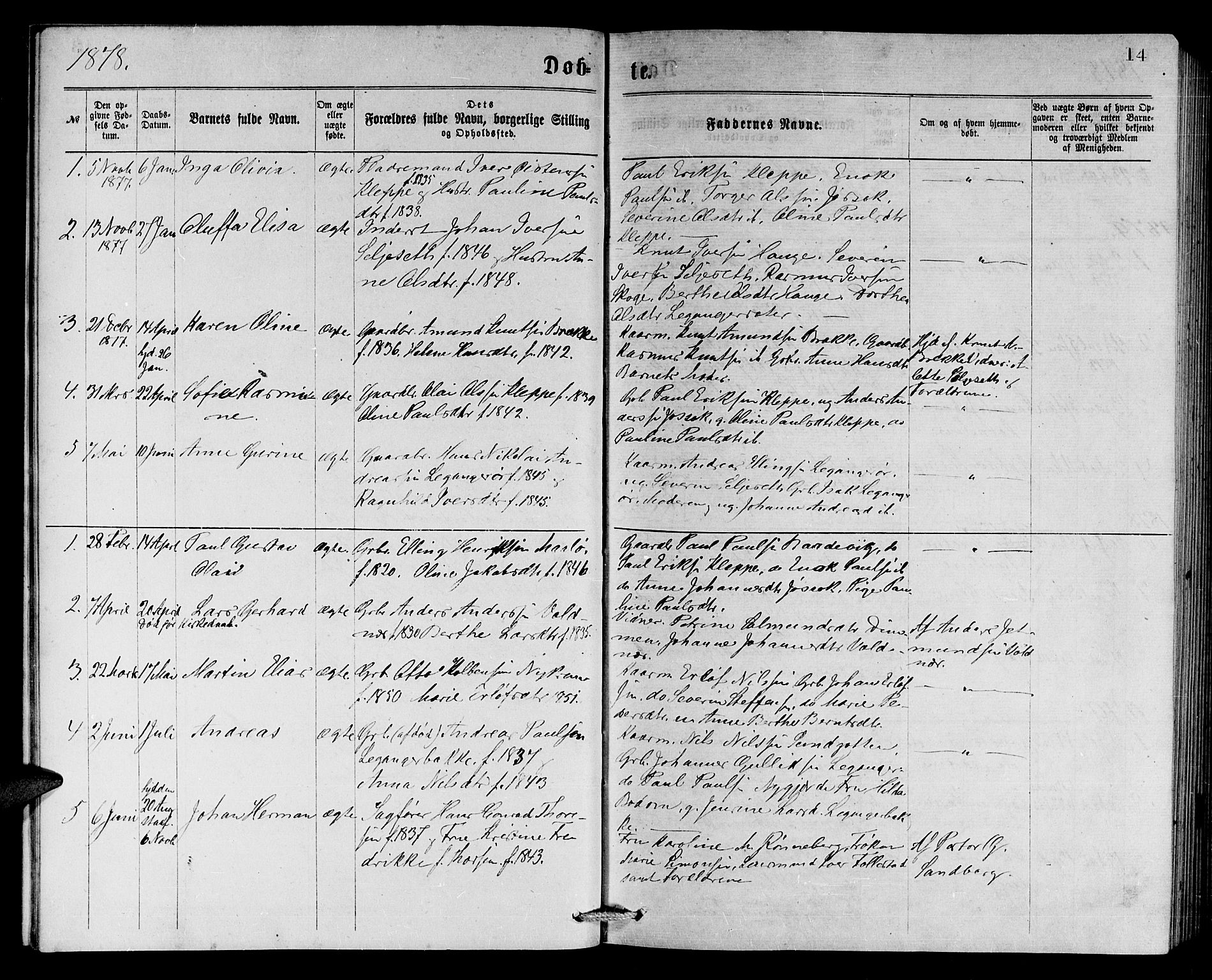 Ministerialprotokoller, klokkerbøker og fødselsregistre - Møre og Romsdal, AV/SAT-A-1454/508/L0094: Parish register (official) no. 508A01, 1873-1886, p. 14