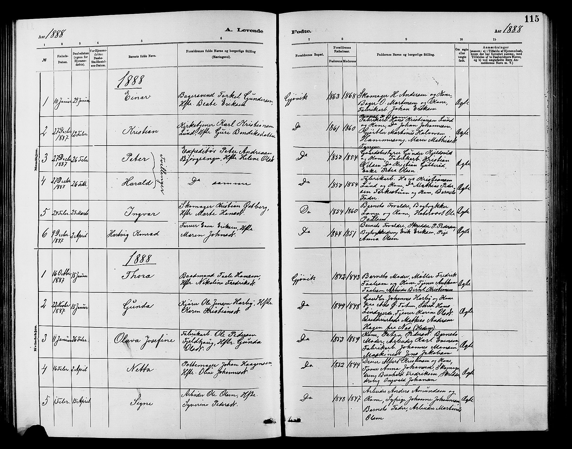 Vardal prestekontor, SAH/PREST-100/H/Ha/Hab/L0007: Parish register (copy) no. 7 /2, 1881-1895, p. 115