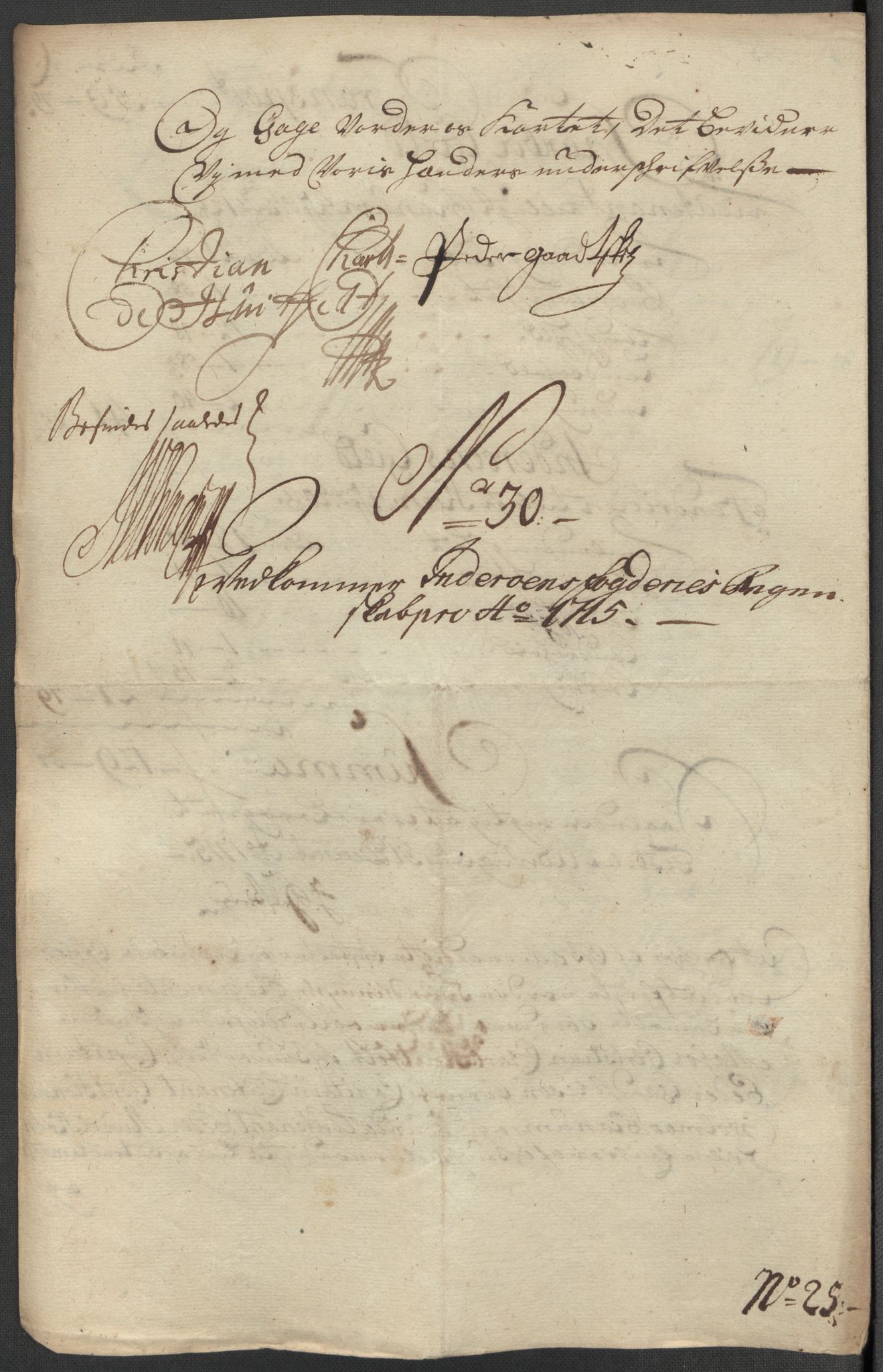 Rentekammeret inntil 1814, Reviderte regnskaper, Fogderegnskap, RA/EA-4092/R63/L4323: Fogderegnskap Inderøy, 1715, p. 295