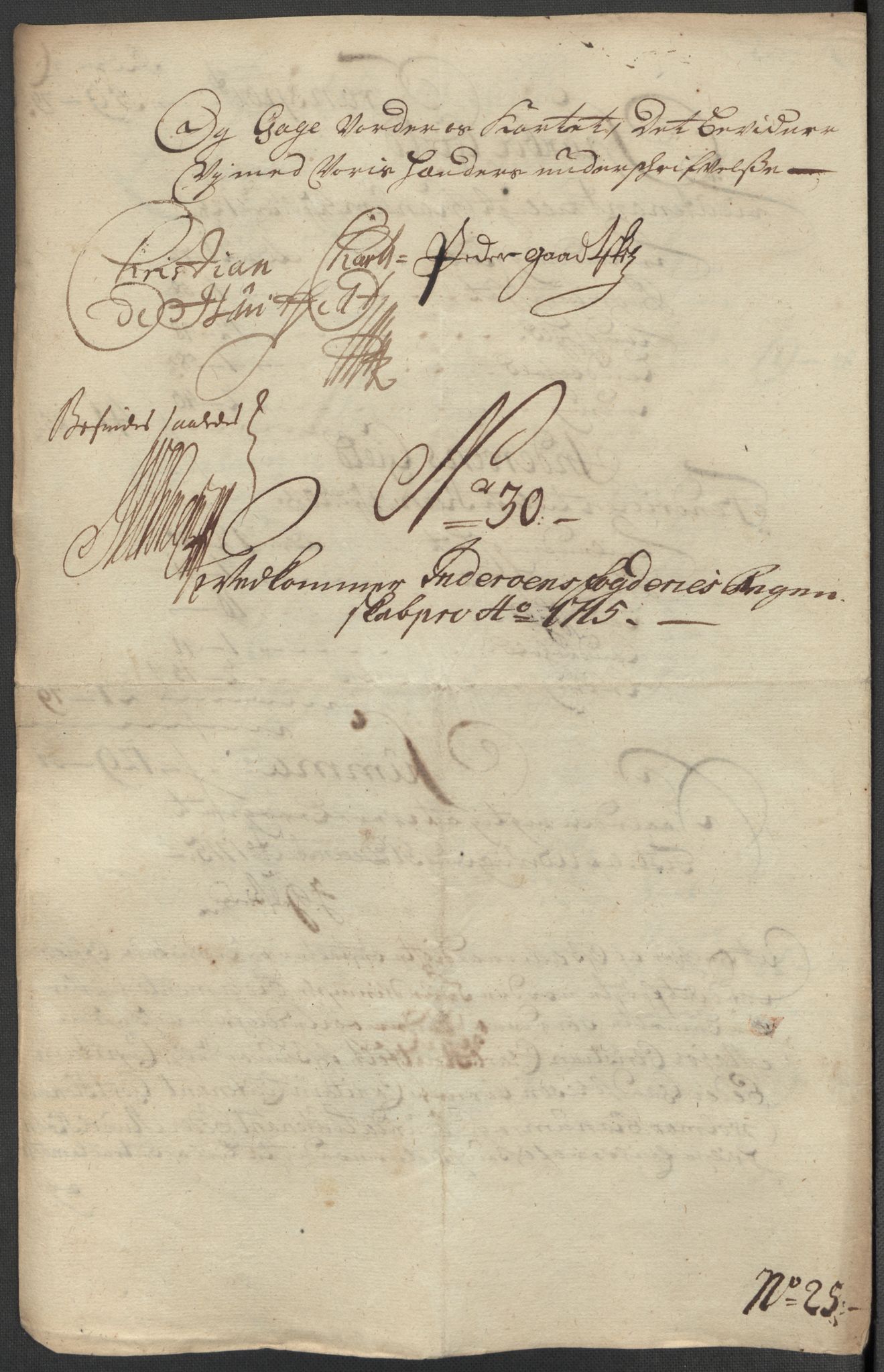Rentekammeret inntil 1814, Reviderte regnskaper, Fogderegnskap, AV/RA-EA-4092/R63/L4323: Fogderegnskap Inderøy, 1715, p. 295