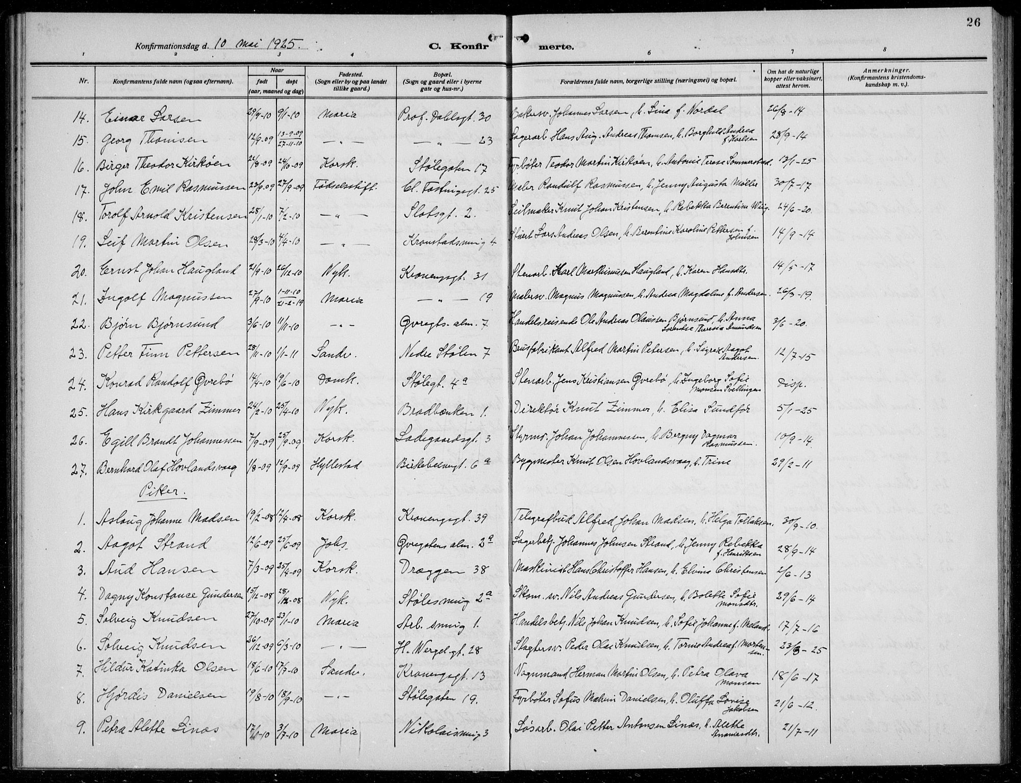 Mariakirken Sokneprestembete, AV/SAB-A-76901/H/Hab/L0010: Parish register (copy) no. A 10, 1920-1937, p. 26