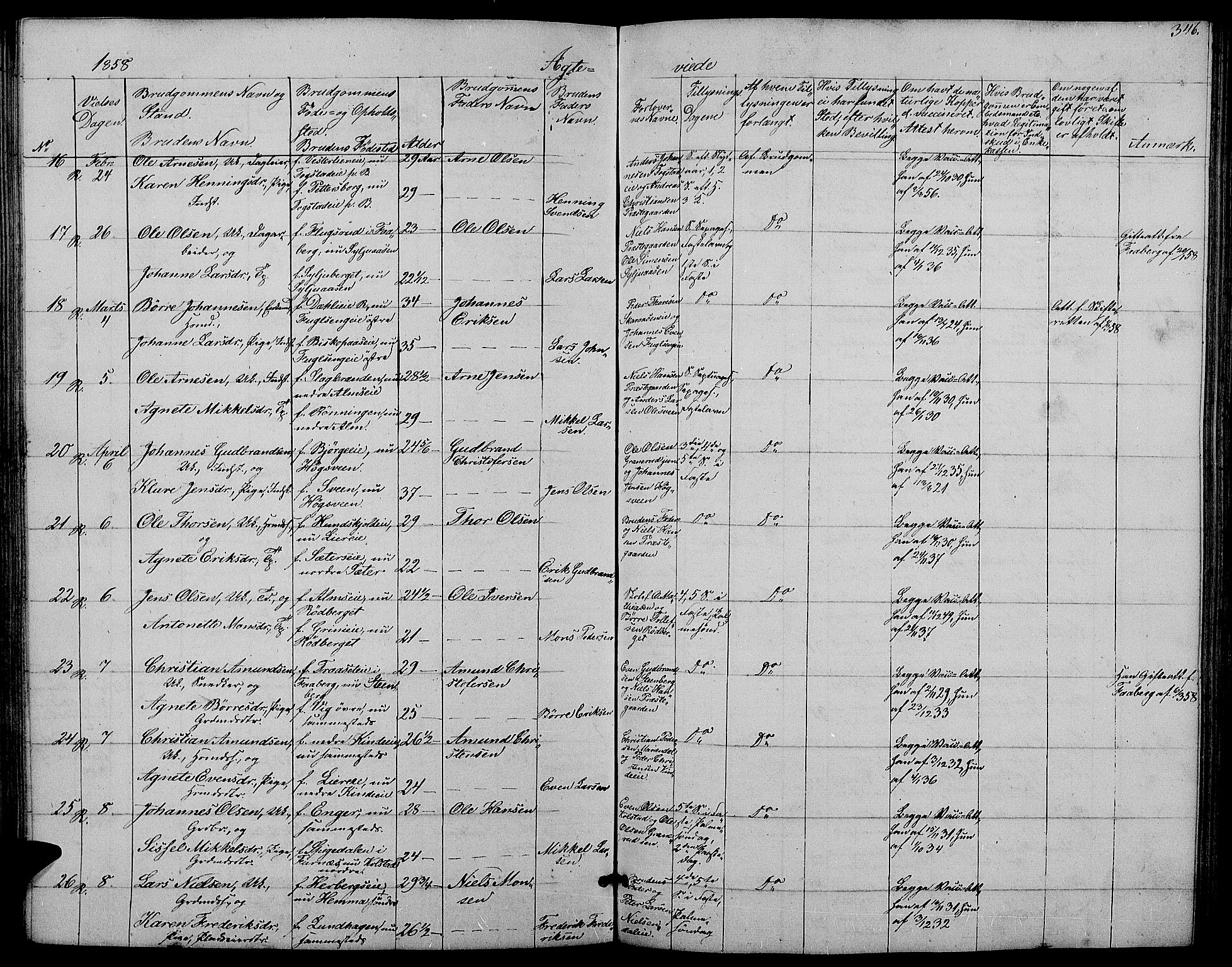 Ringsaker prestekontor, AV/SAH-PREST-014/L/La/L0006: Parish register (copy) no. 6, 1851-1860, p. 346