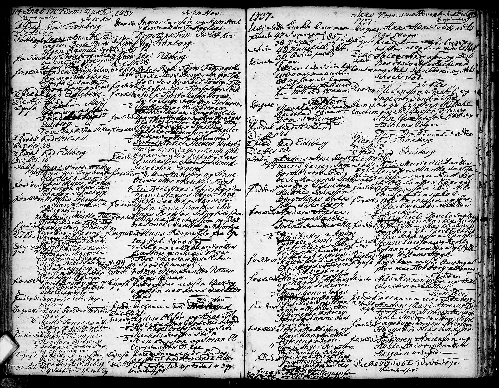 Eidsberg prestekontor Kirkebøker, SAO/A-10905/F/Fa/L0002: Parish register (official) no. I 2, 1731-1741, p. 114-115