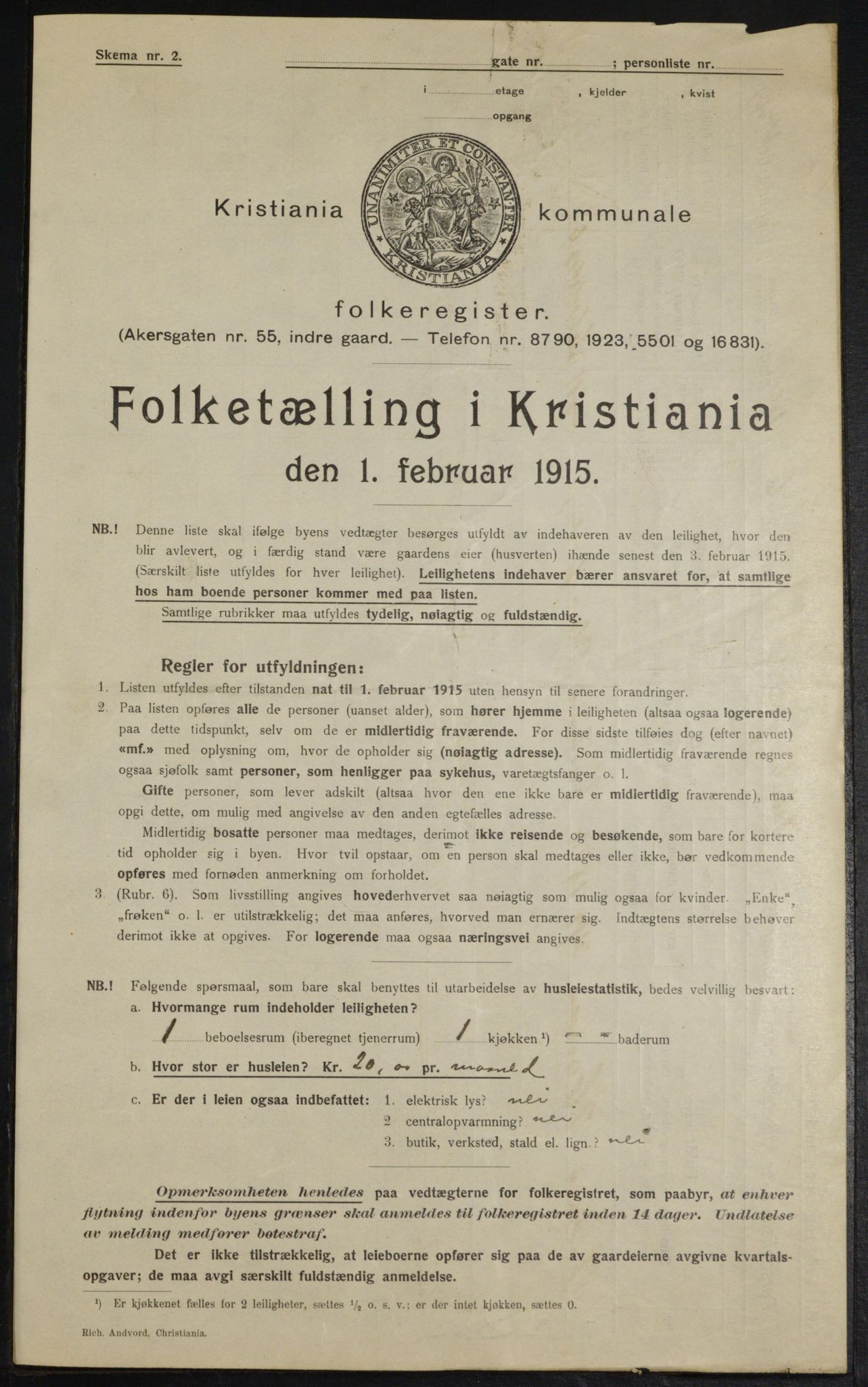 OBA, Municipal Census 1915 for Kristiania, 1915, p. 93585