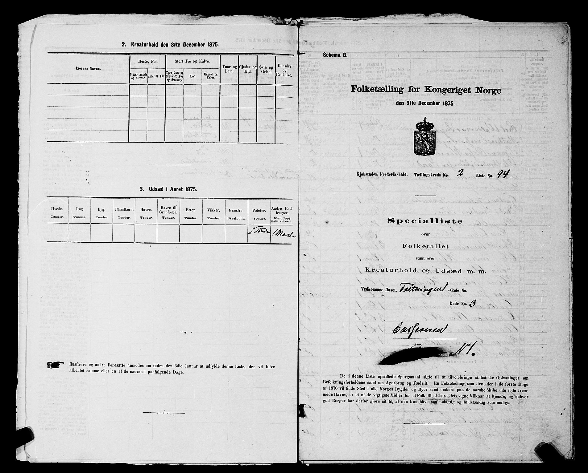 RA, 1875 census for 0101P Fredrikshald, 1875, p. 218