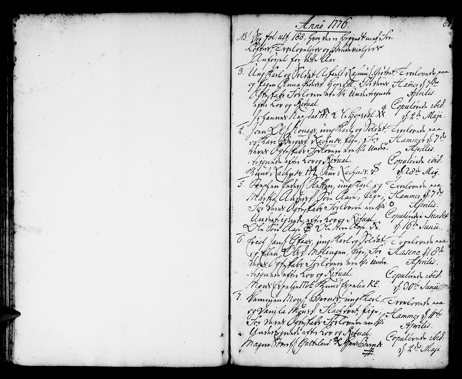Hamre sokneprestembete, SAB/A-75501/H/Ha/Haa/Haaa/L0007: Parish register (official) no. A 7, 1762-1777, p. 84