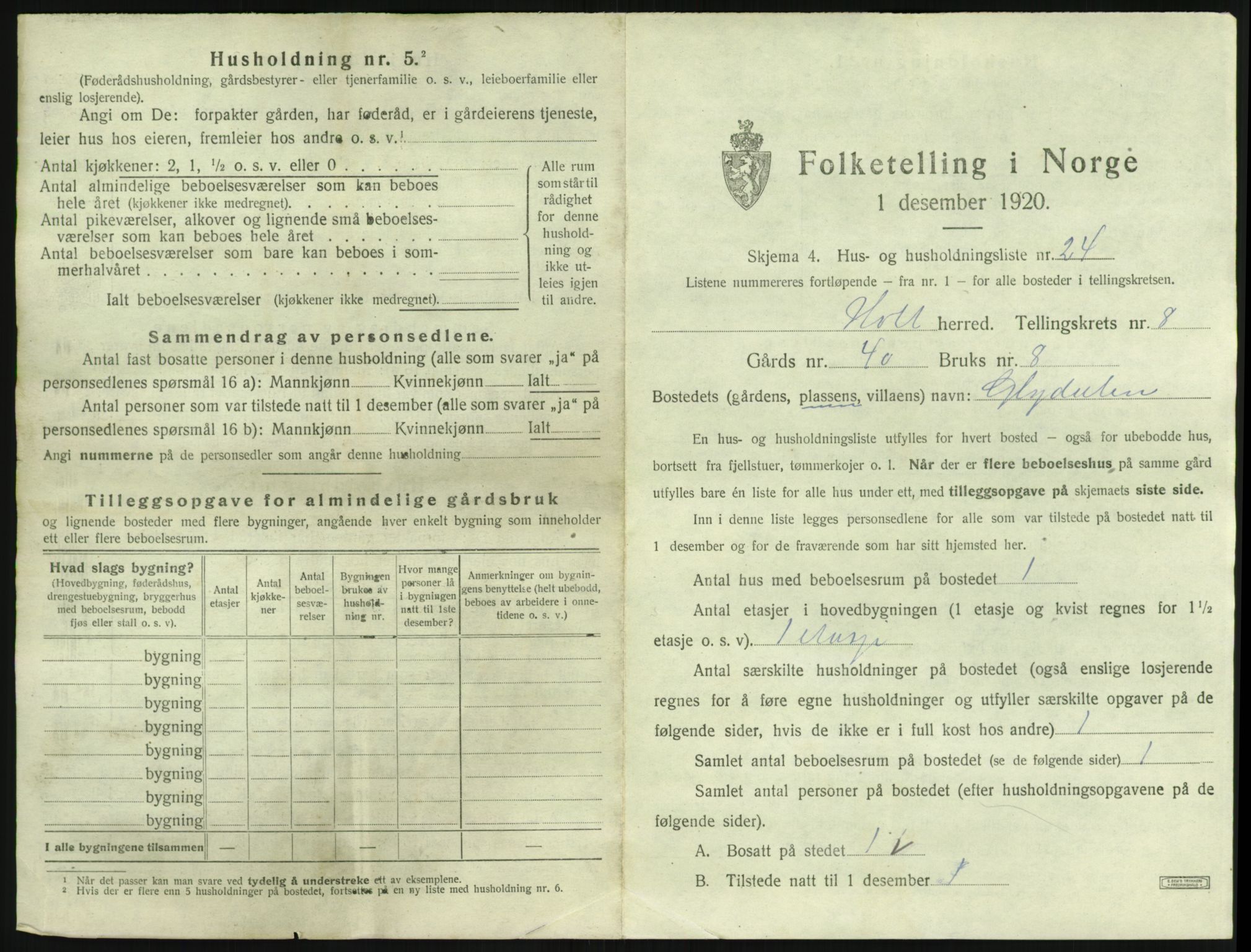 SAK, 1920 census for Holt, 1920, p. 772