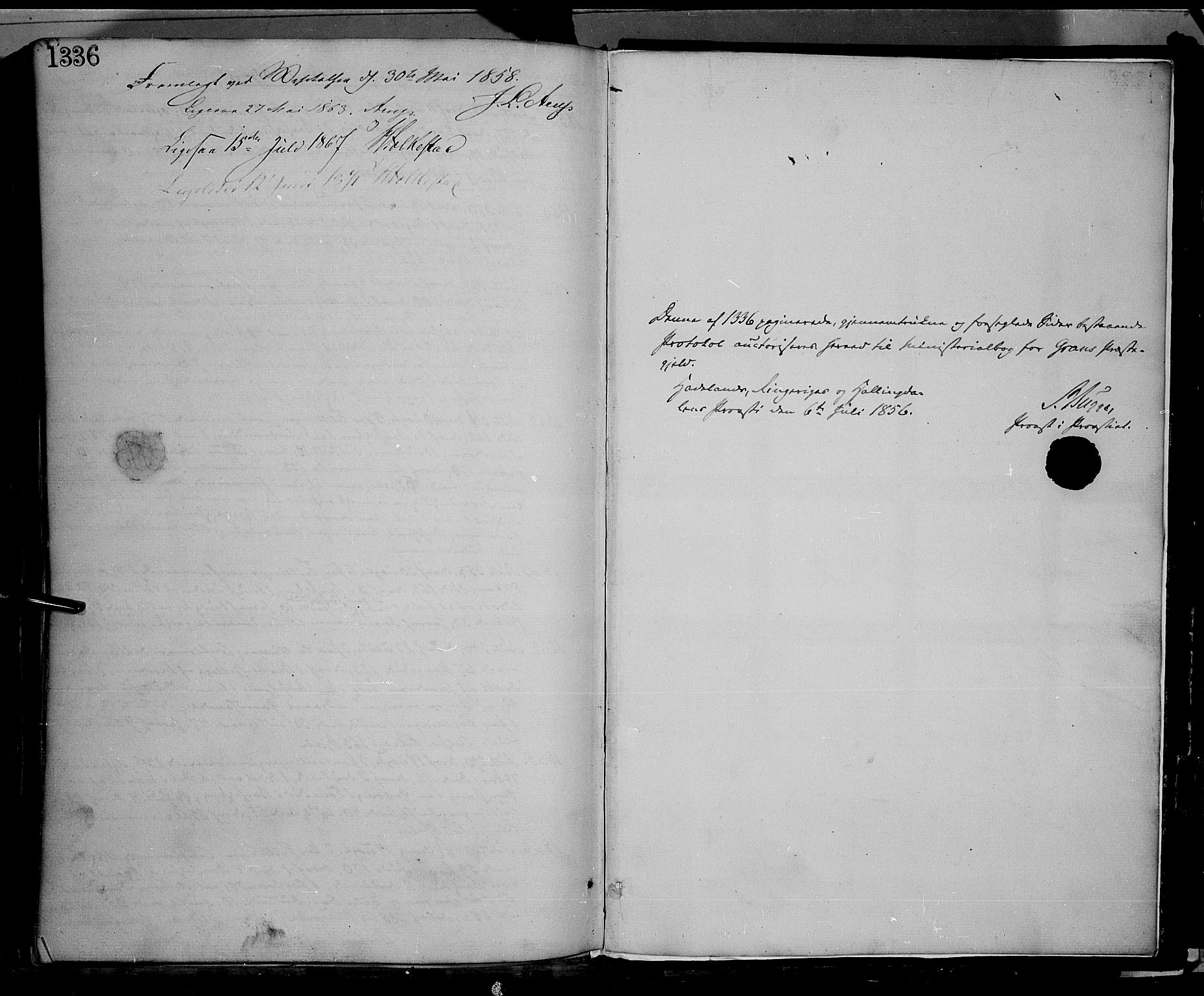 Gran prestekontor, SAH/PREST-112/H/Ha/Haa/L0012: Parish register (official) no. 12, 1856-1874, p. 1336-1337