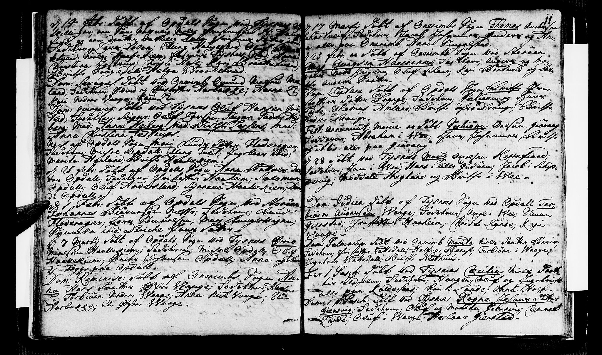 Tysnes sokneprestembete, SAB/A-78601/H/Haa: Parish register (official) no. A 1, 1723-1731, p. 11