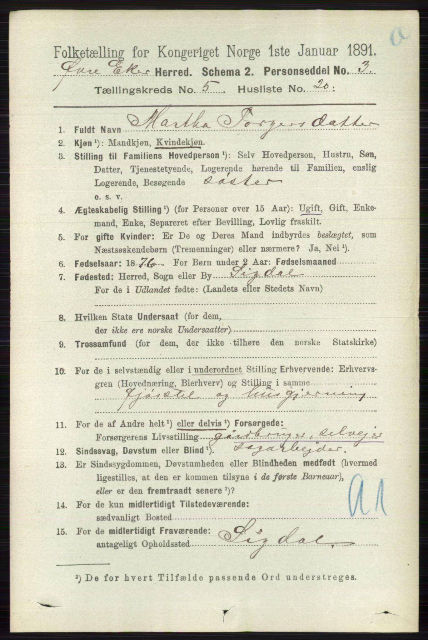 RA, 1891 census for 0624 Øvre Eiker, 1891, p. 1913
