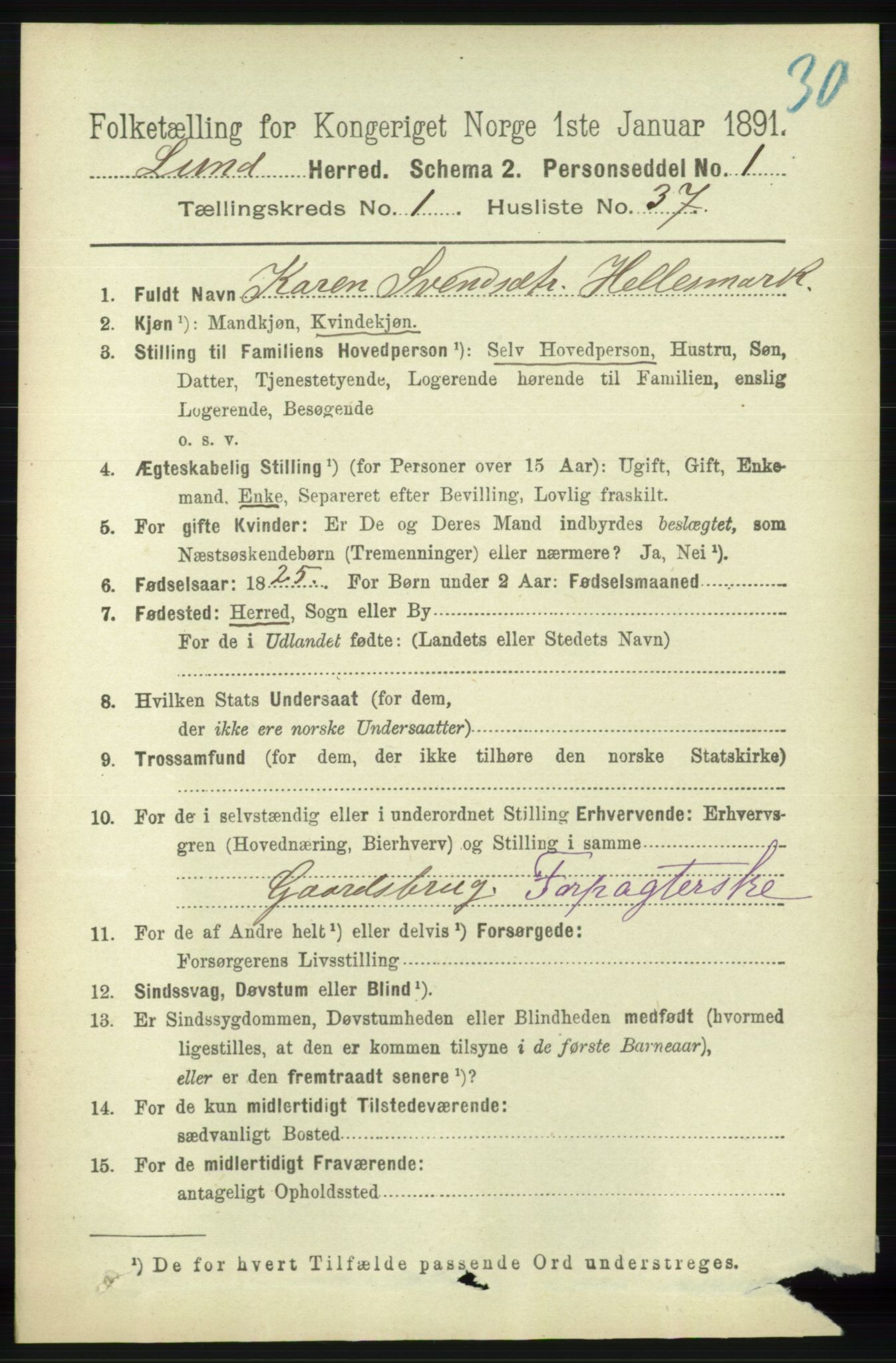 RA, 1891 census for 1112 Lund, 1891, p. 268