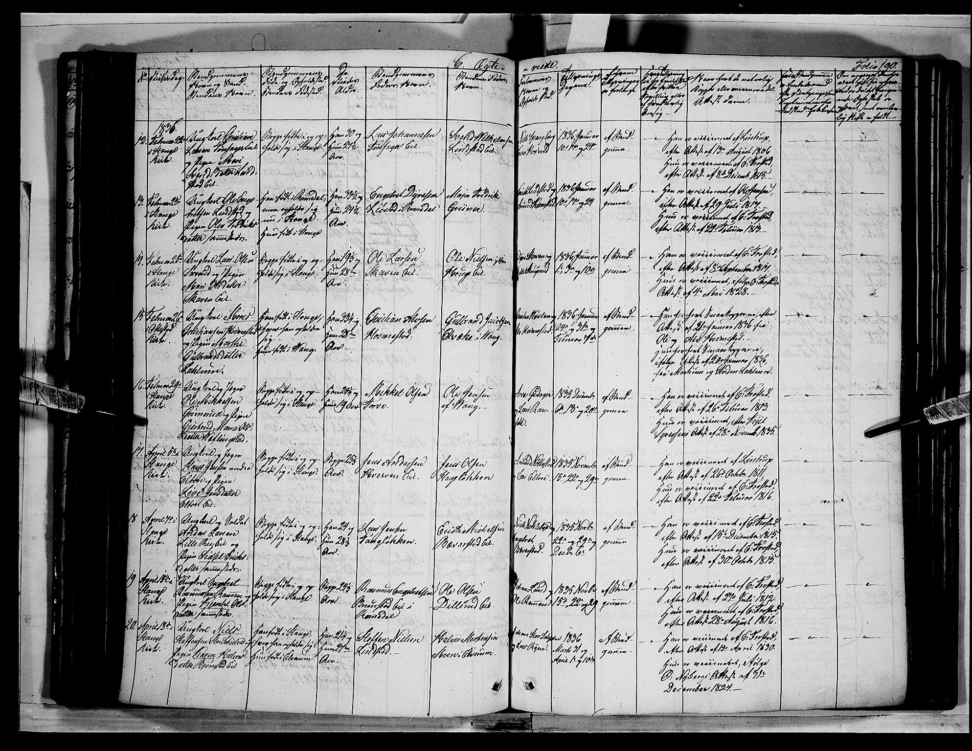 Stange prestekontor, SAH/PREST-002/K/L0010: Parish register (official) no. 10, 1835-1845, p. 190