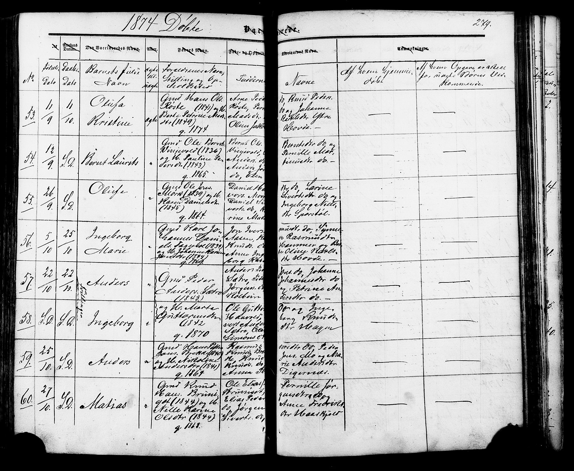 Ministerialprotokoller, klokkerbøker og fødselsregistre - Møre og Romsdal, AV/SAT-A-1454/513/L0175: Parish register (official) no. 513A02, 1856-1877, p. 279