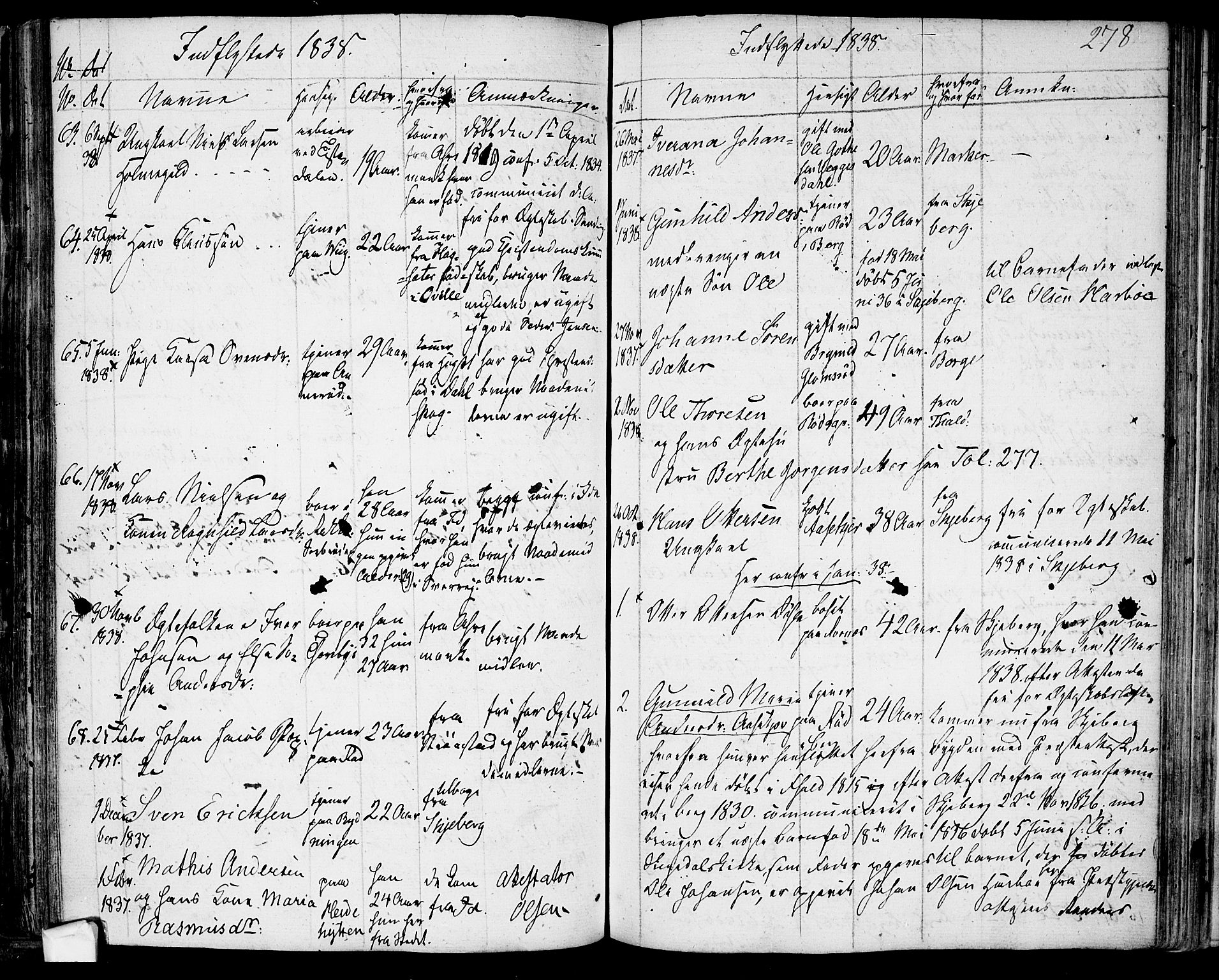 Berg prestekontor Kirkebøker, AV/SAO-A-10902/F/Fa/L0003: Parish register (official) no. I 3, 1832-1842, p. 278