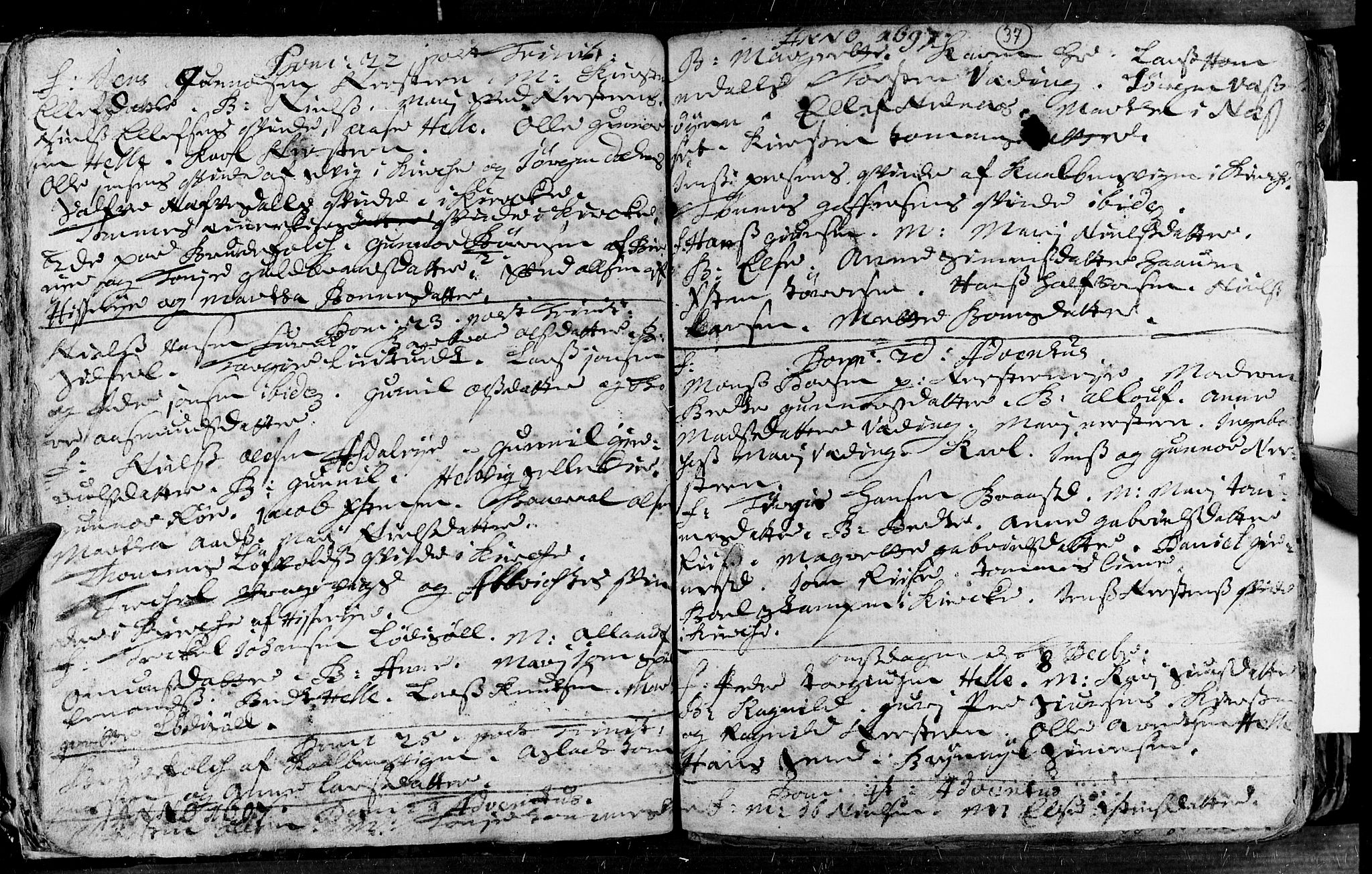 Øyestad sokneprestkontor, AV/SAK-1111-0049/F/Fa/L0002: Parish register (official) no. A 2, 1692-1722, p. 37