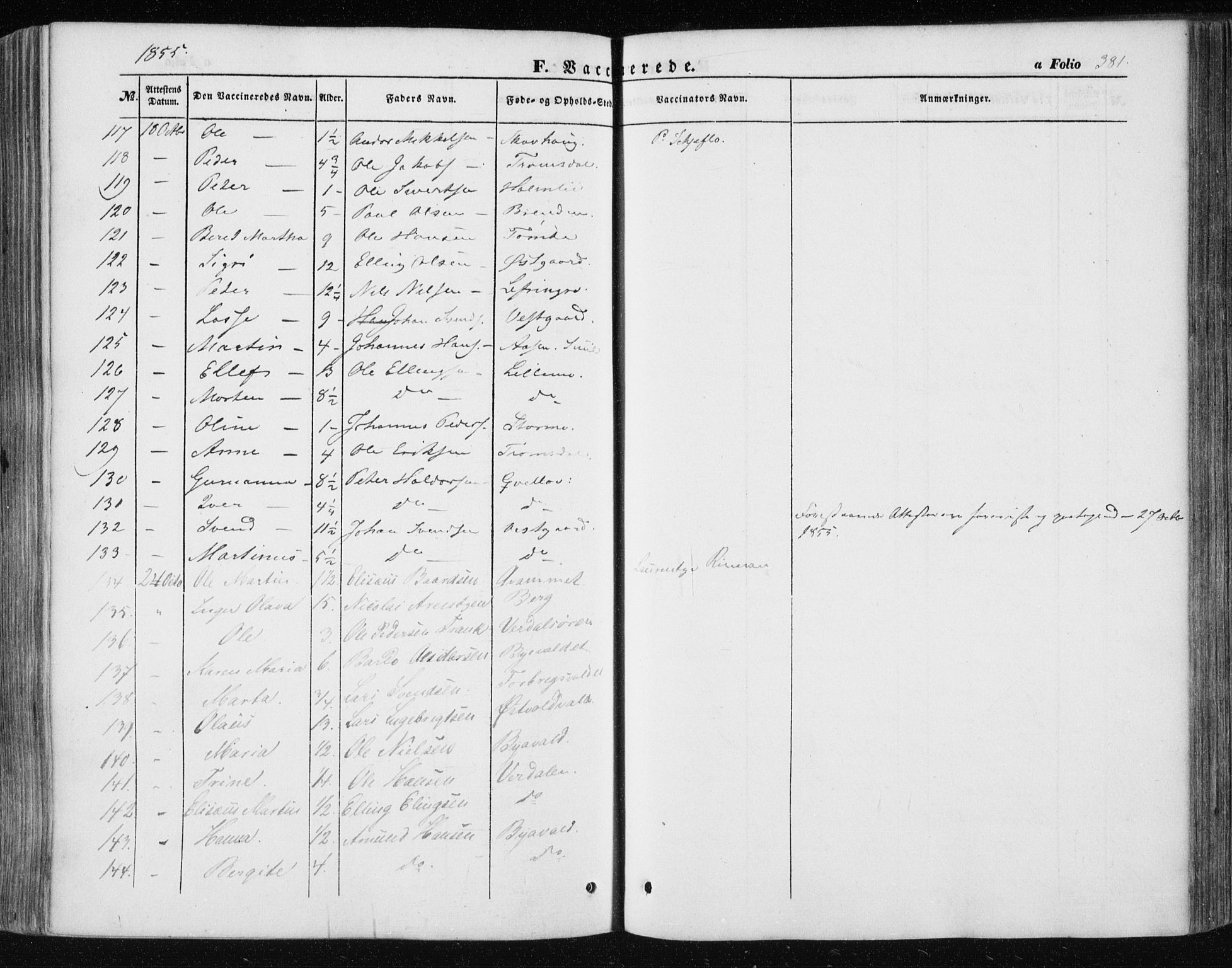 Ministerialprotokoller, klokkerbøker og fødselsregistre - Nord-Trøndelag, AV/SAT-A-1458/723/L0240: Parish register (official) no. 723A09, 1852-1860, p. 381