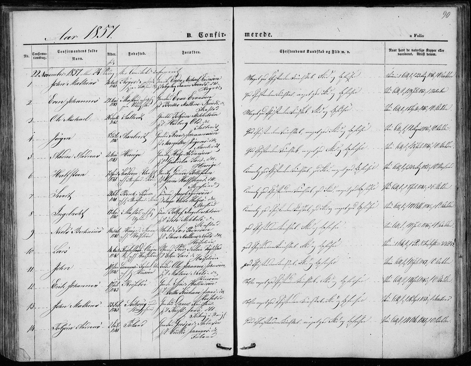 Torvastad sokneprestkontor, SAST/A -101857/H/Ha/Haa/L0011: Parish register (official) no. A 11, 1857-1866, p. 90