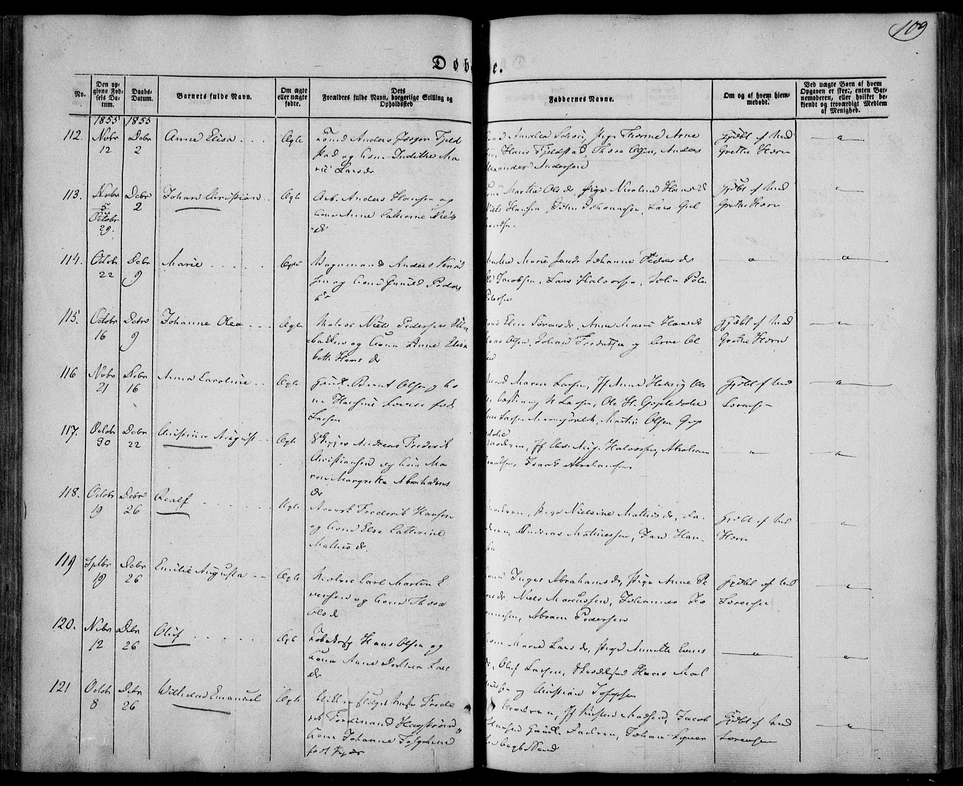 Larvik kirkebøker, AV/SAKO-A-352/F/Fa/L0003: Parish register (official) no. I 3, 1848-1856, p. 109