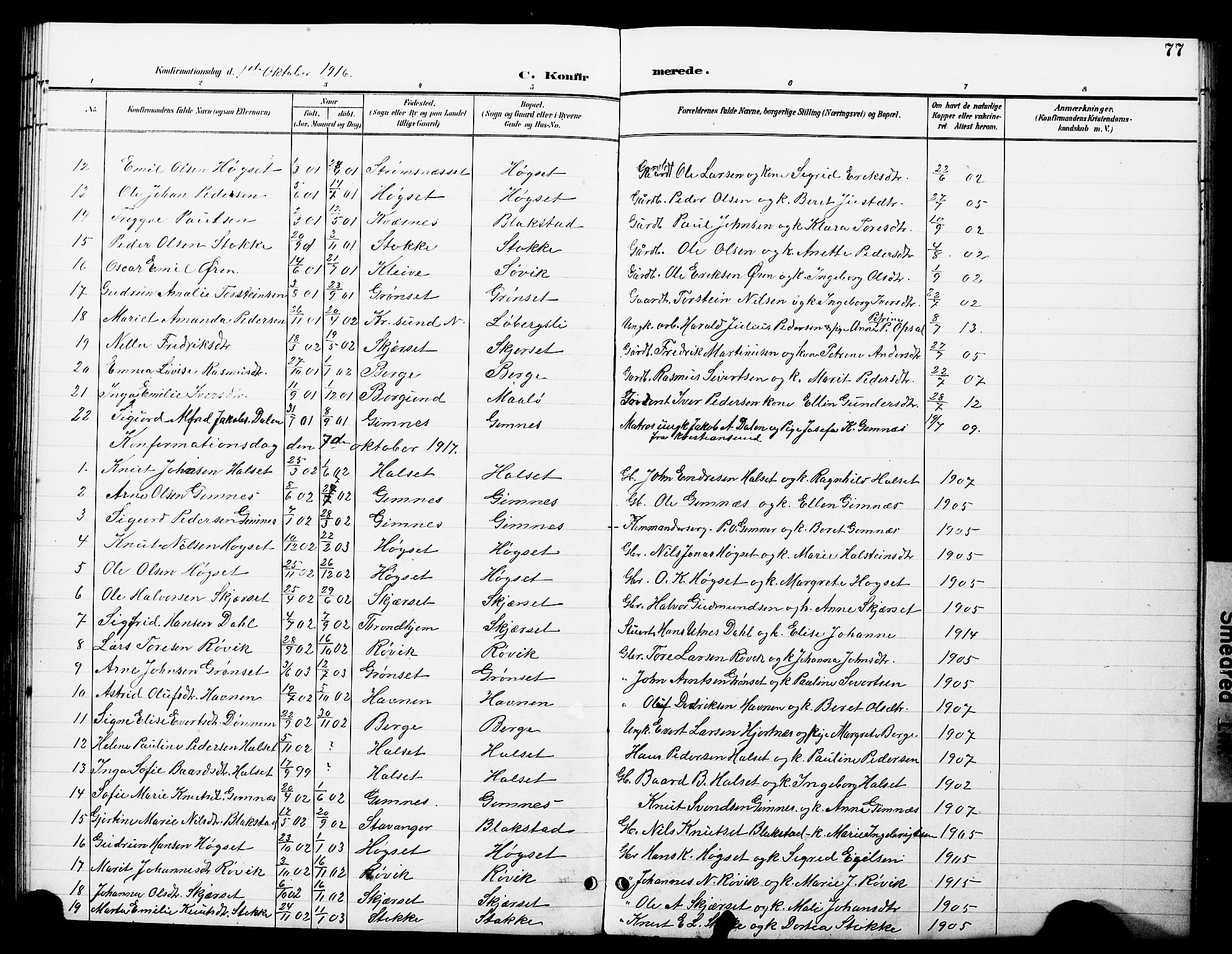 Ministerialprotokoller, klokkerbøker og fødselsregistre - Møre og Romsdal, AV/SAT-A-1454/585/L0973: Parish register (copy) no. 585C01, 1893-1930, p. 77