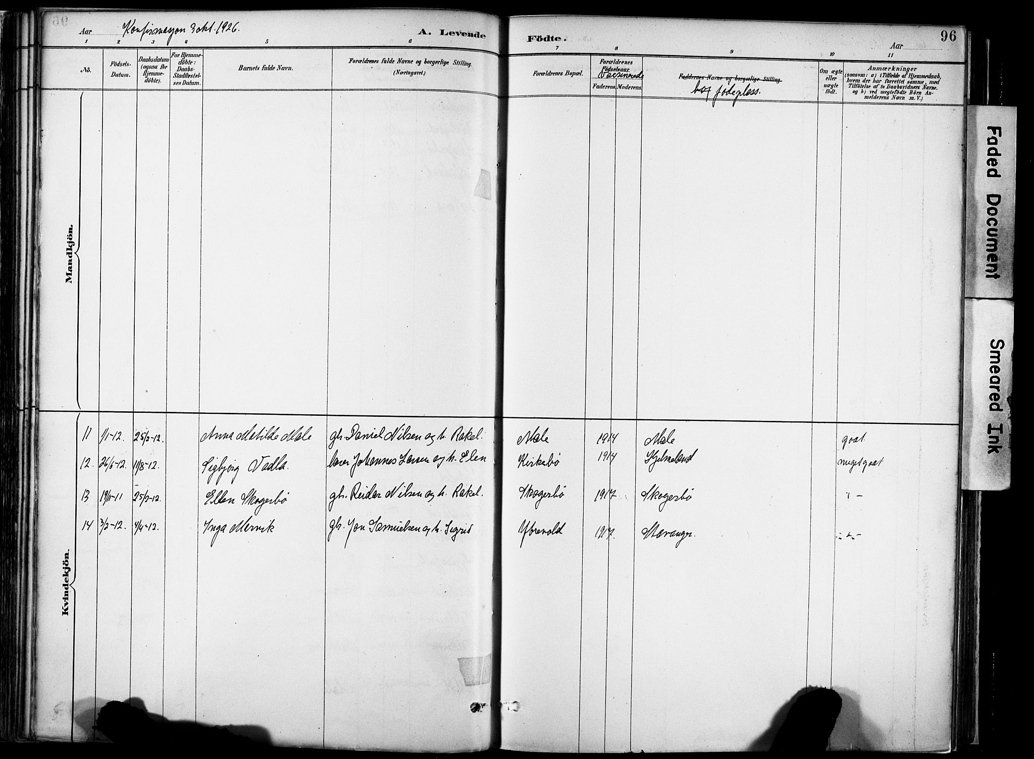 Hjelmeland sokneprestkontor, AV/SAST-A-101843/02/A/L0001: Parish register (official) no. A 16, 1887-1926, p. 96