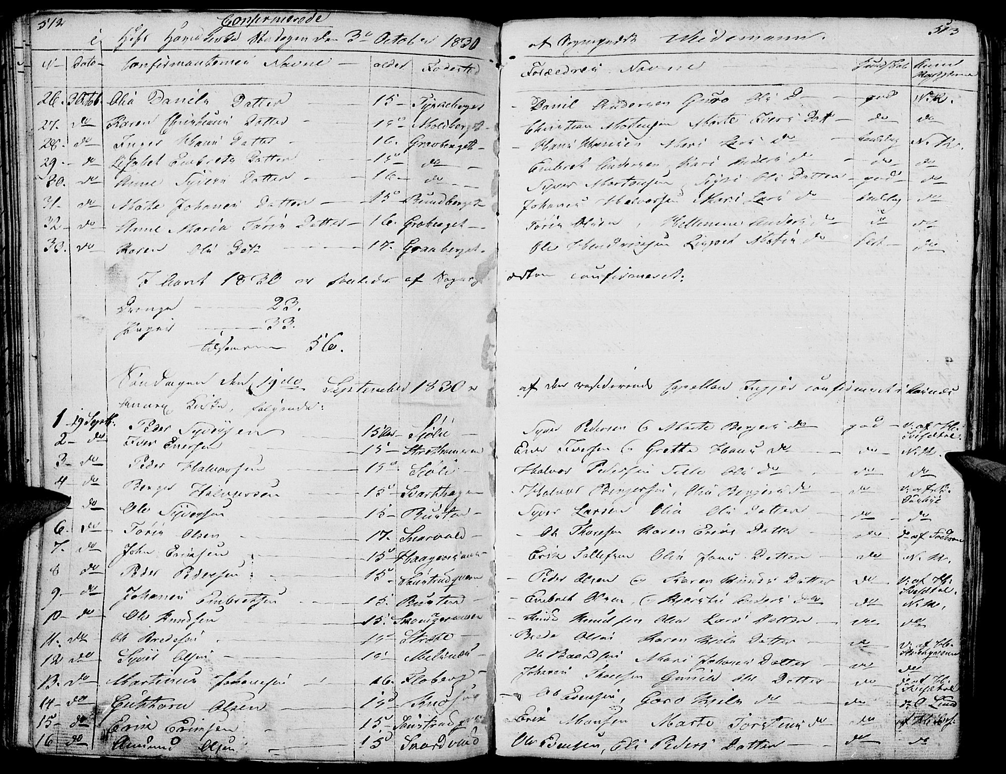 Hof prestekontor, AV/SAH-PREST-038/H/Ha/Haa/L0006: Parish register (official) no. 6, 1822-1841, p. 512-513