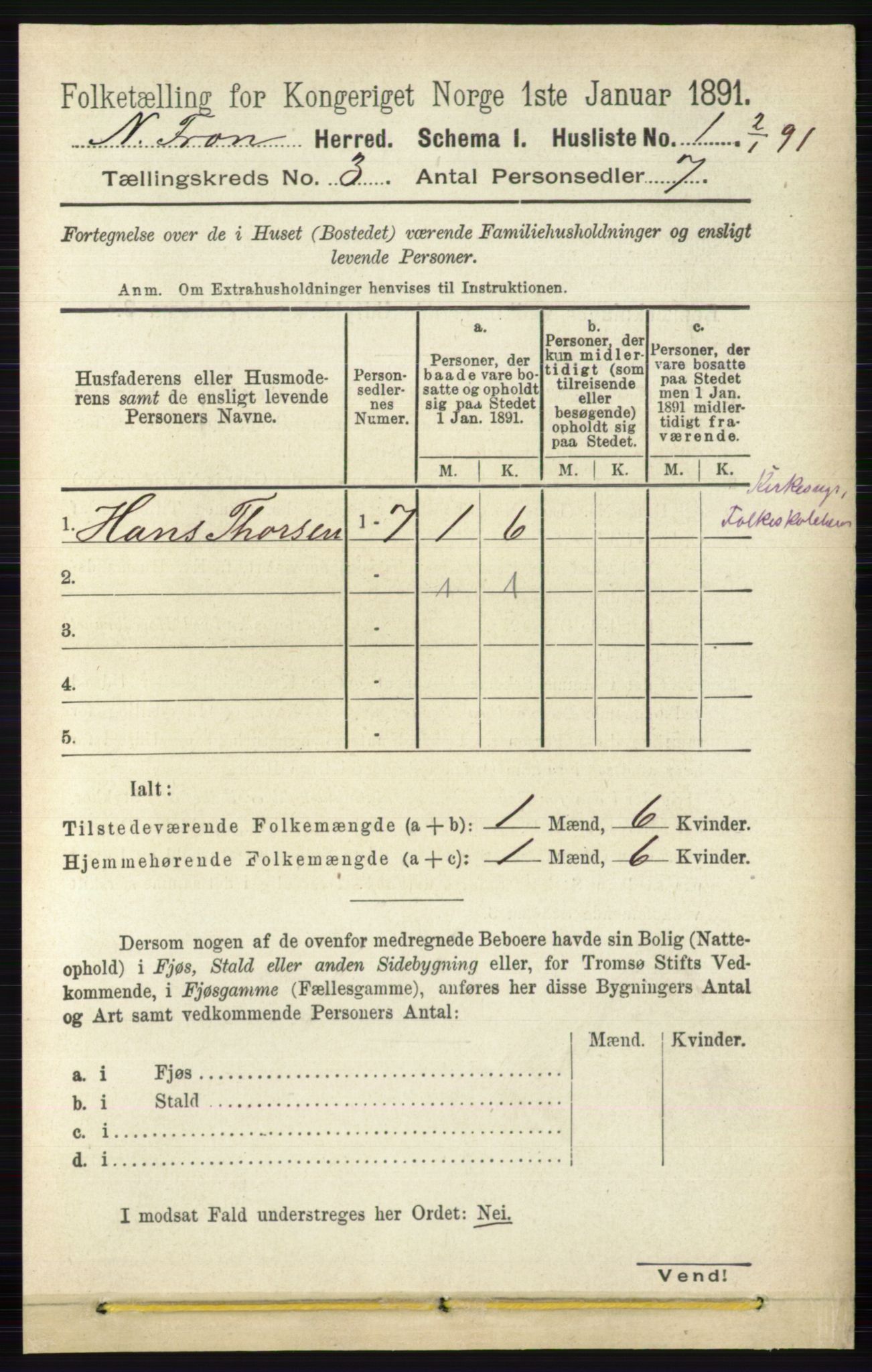 RA, 1891 census for 0518 Nord-Fron, 1891, p. 757