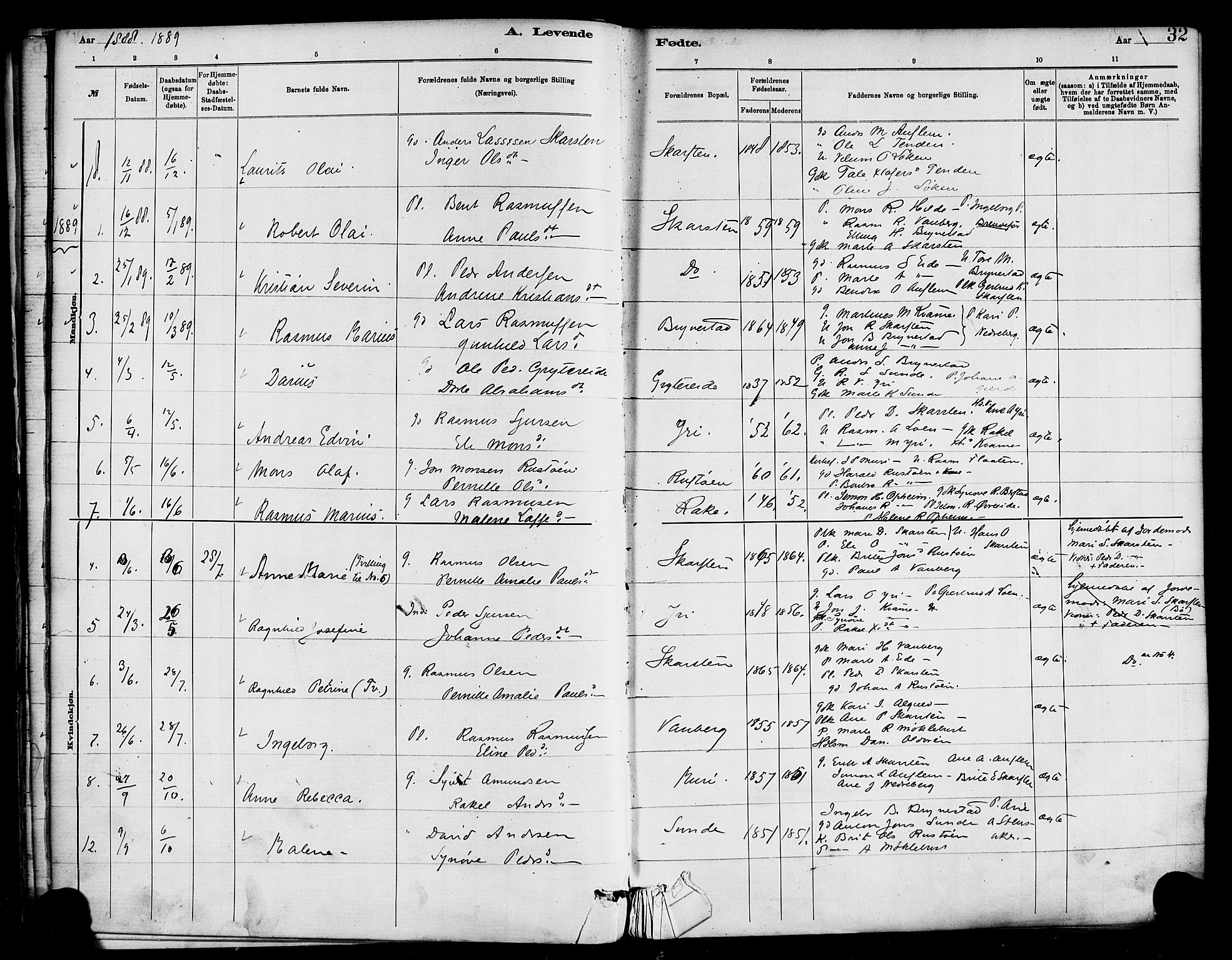 Innvik sokneprestembete, AV/SAB-A-80501: Parish register (official) no. C 1, 1879-1900, p. 32