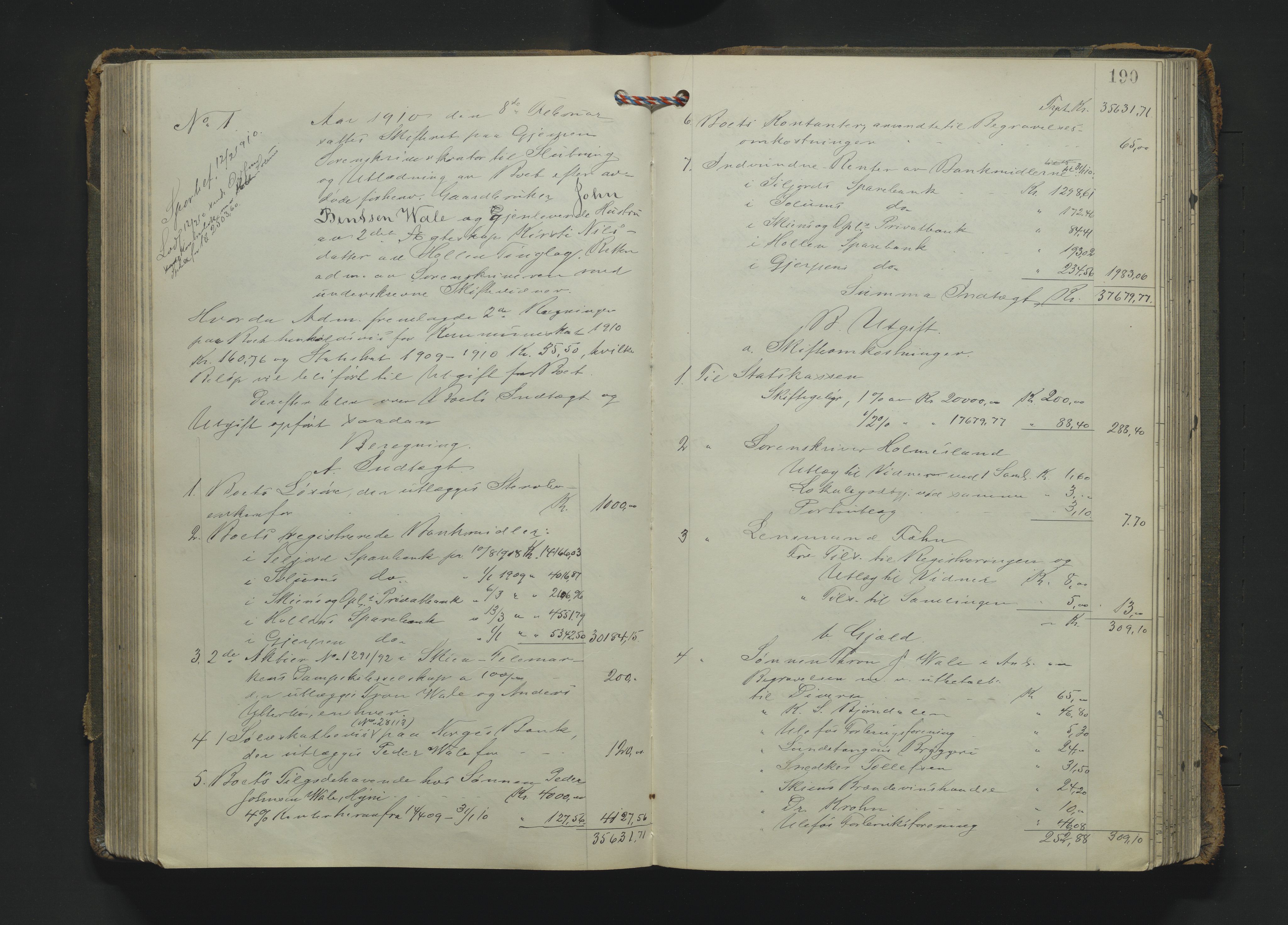 Gjerpen sorenskriveri, SAKO/A-216/H/Hb/Hbc/Hbca/L0004: Skifteutlodningsprotokoll, Sorenskriveriet, 1904-1916, p. 189b-190a